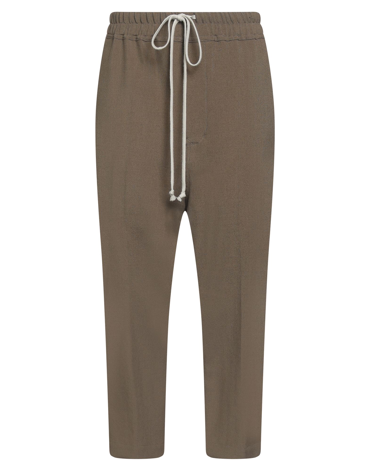 테이퍼드 팬츠, 울, 솔리드 컬러, 장식 부착 없음, 로우 크로치, 엘라스틱 웨이스트라인, 레귤러 핏, 드로스트링 여밈, 히든 버튼 여밈, 멀티 포켓, 드라이클리닝, 표백 금지, 건조기 사용불가, 크롭트. 이미지