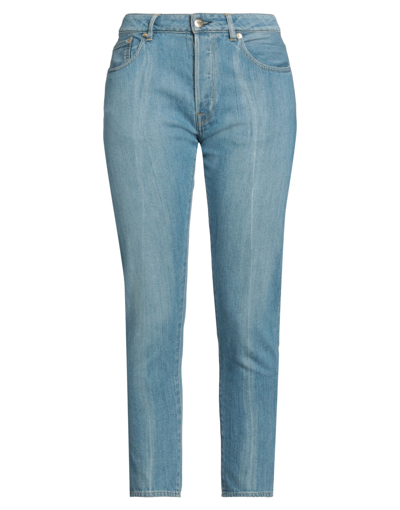 데님, 바랜 효과, 브랜드 로고, 가죽 인서트, 솔리드 컬러, 미디엄 워싱, 하이 웨이스트, 벨트 루프, 테이퍼드 레그, 레귤러 핏, 버튼 여밈, 포켓 5개, 드라이클리닝 금지, 동물성 비섬유 자재 함유, 테이퍼드 스타일, 라지 핏. 이미지