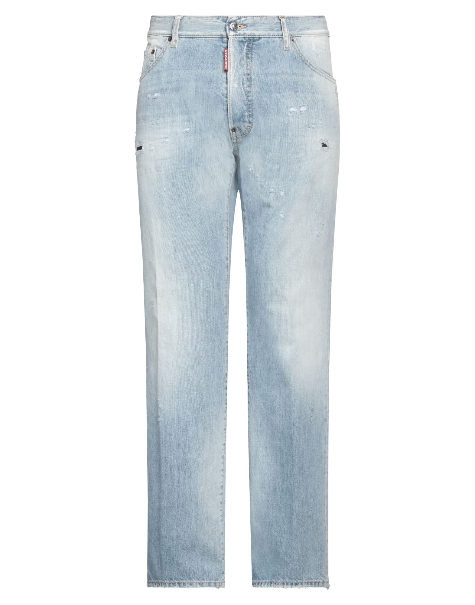 스트레이트 레그 진, 데님, 바랜 효과, 브랜드 로고, 대조적인 포켓, 솔리드 컬러, 라이트 워싱, 노멀 웨이스트, 레귤러 핏, 버튼 여밈, 멀티 포켓, 세탁기로 세탁, 표백 금지, 건조기 사용불가. 이미지