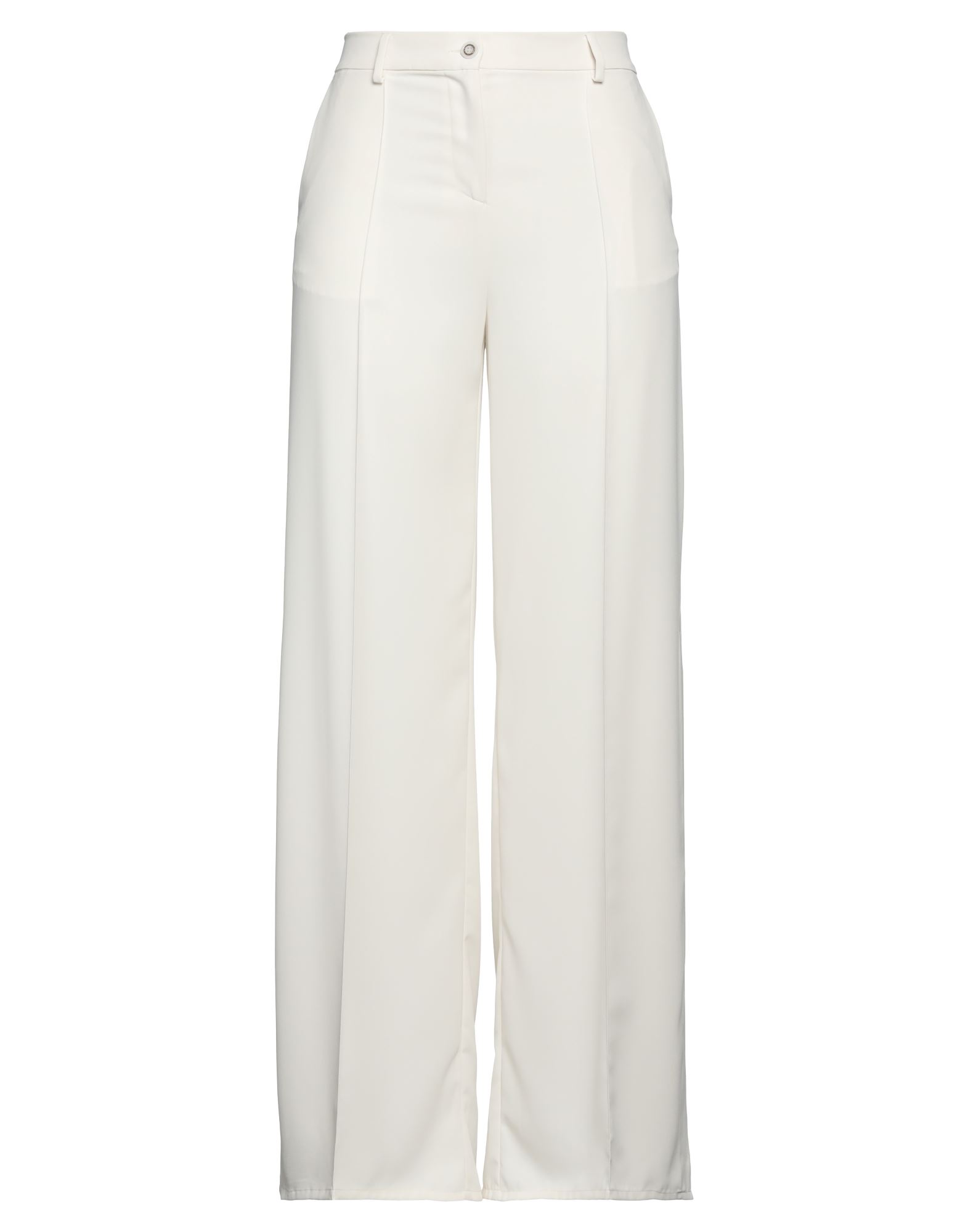 크레이프, 장식 부착 없음, 솔리드 컬러, 하이 웨이스트, 벨트 루프, 와이드 레그, 컴포트 핏, 지퍼 클로저, 버튼 여밈, 옆면 롱 슬릿, 멀티 포켓, 스트레치, 테일러드. 이미지