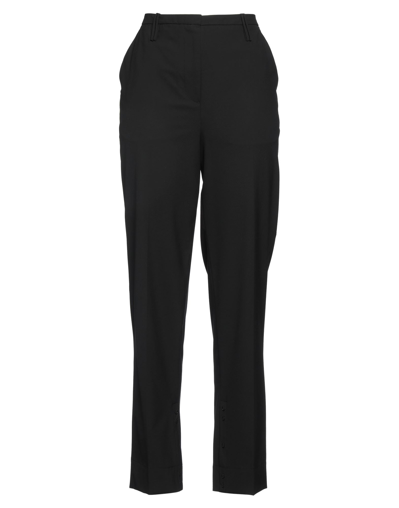 테이퍼드 팬츠, 우븐, 솔리드 컬러, 장식 부착 없음, 하이 웨이스트, 레귤러 핏, 지퍼 여밈, 후크 여밈, 멀티 포켓, 스트레치, 세탁기 세탁 또는 드라이클리닝, 표백 금지, 건조기 사용불가. 이미지