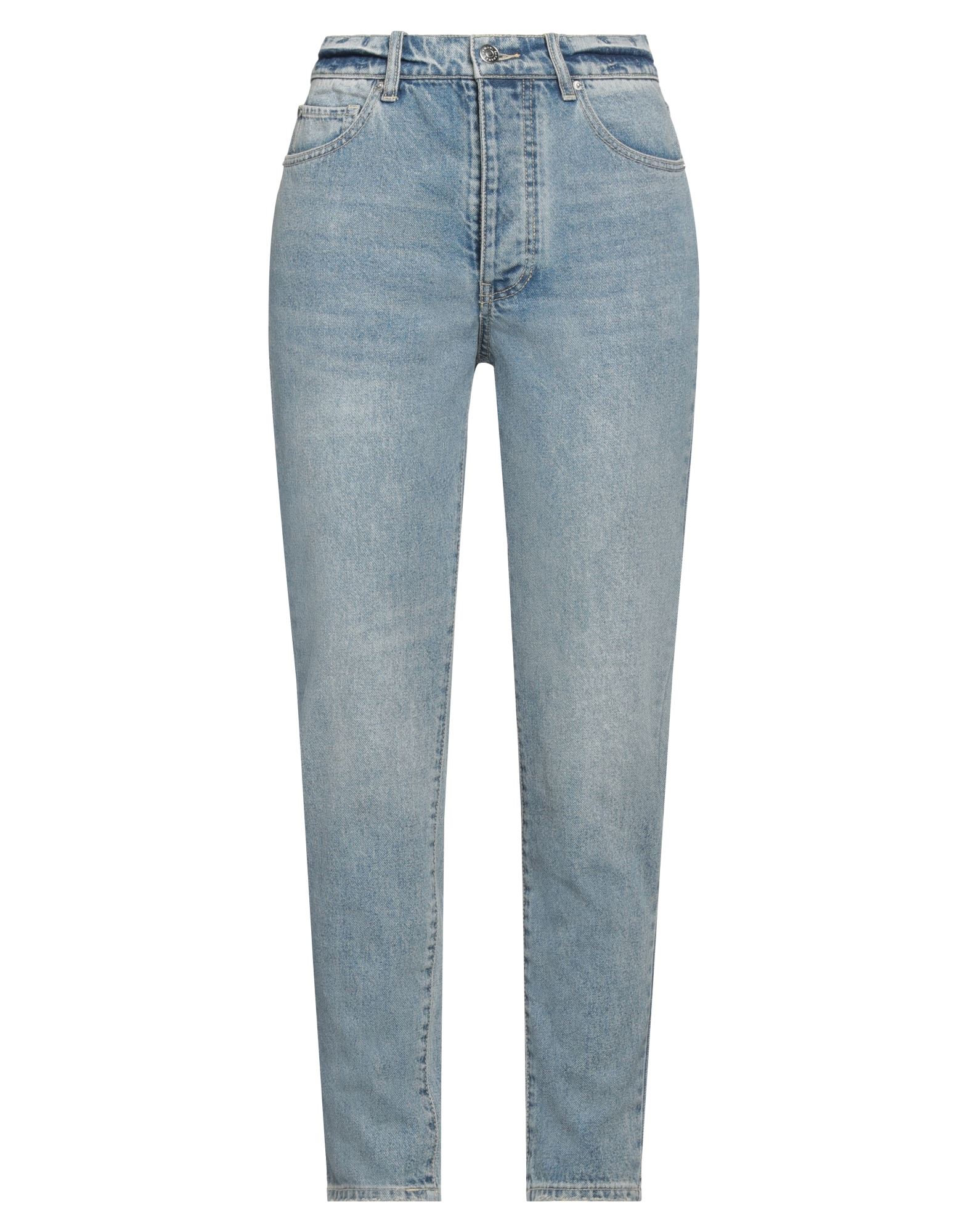 테이퍼드 진, 데님, 바랜 효과, 디스트레스드 효과, 솔리드 컬러, 브랜드 로고, 미디엄 워싱, 하이 웨이스트, 벨트 루프, 스키니, 1 버튼, 히든 버튼 여밈, 멀티 포켓, 세탁기로 세탁, 표백 금지, 건조기 사용불가. 이미지