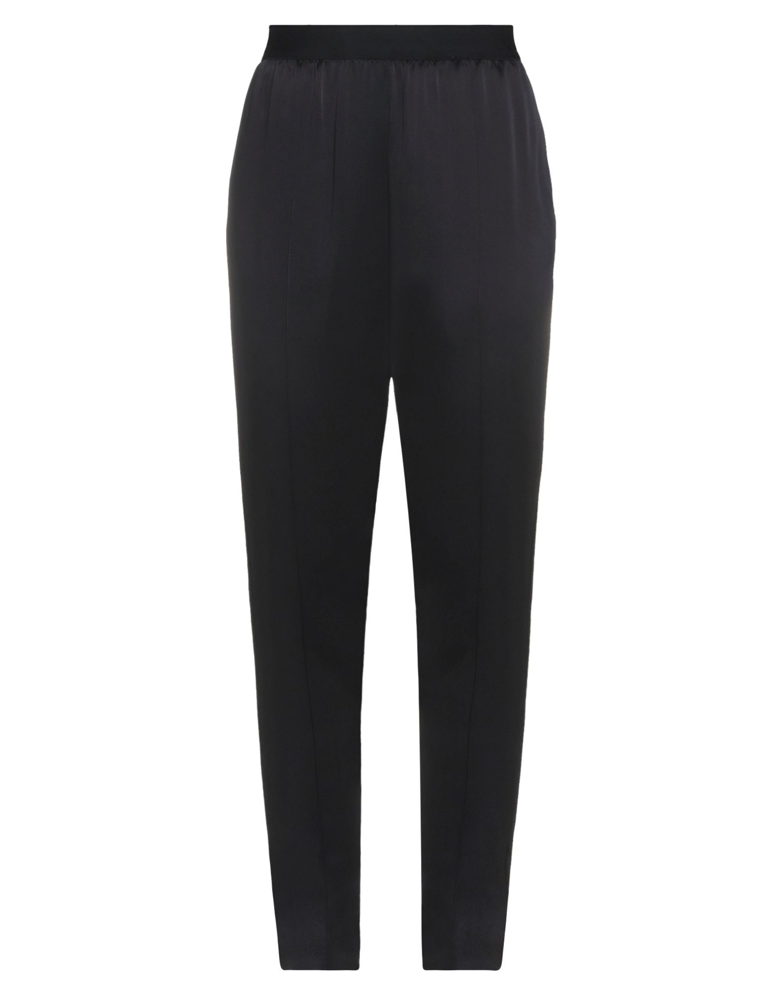 새틴, 장식 부착 없음, 하이 웨이스트, 컴포트 핏, 테이퍼드 레그, 엘라스틱 웨이스트, 멀티 포켓, 지퍼 헴라인, 솔리드 컬러. 이미지