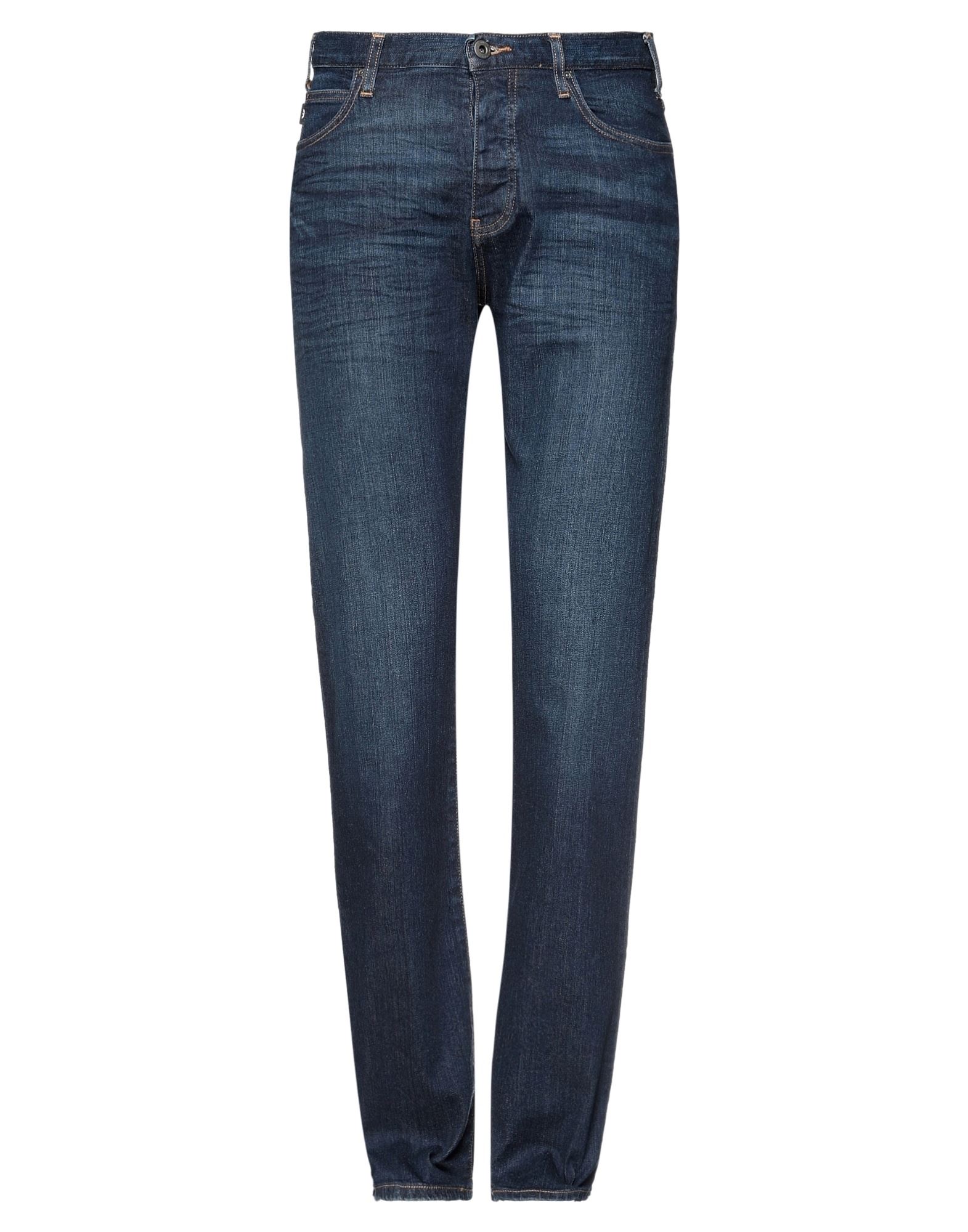 스트레이트 레그 진, 데님, 솔리드 컬러, 브랜드 로고, 미디엄 워싱, 노멀 웨이스트, 벨트 루프, 레귤러 핏, 버튼 여밈, 멀티 포켓, 스트레치, 동물성 비섬유 자재 함유. 이미지