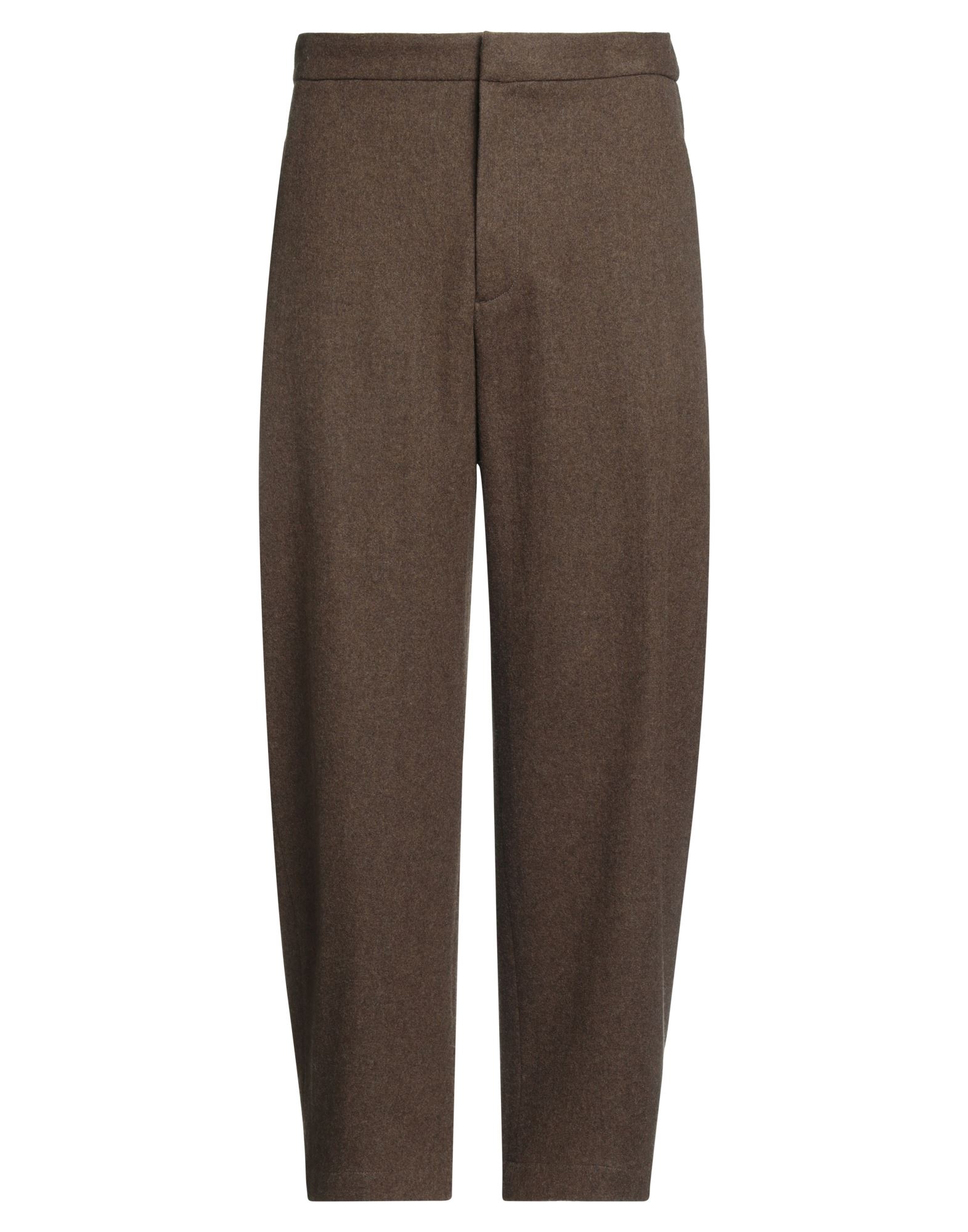 캐주얼 팬츠, 플란넬, 솔리드 컬러, 장식 부착 없음, 하이 웨이스트, 테이퍼드 레그, 레귤러 핏, 지퍼 여밈, 후크 여밈, 드라이클리닝, 건조기 사용불가. 이미지