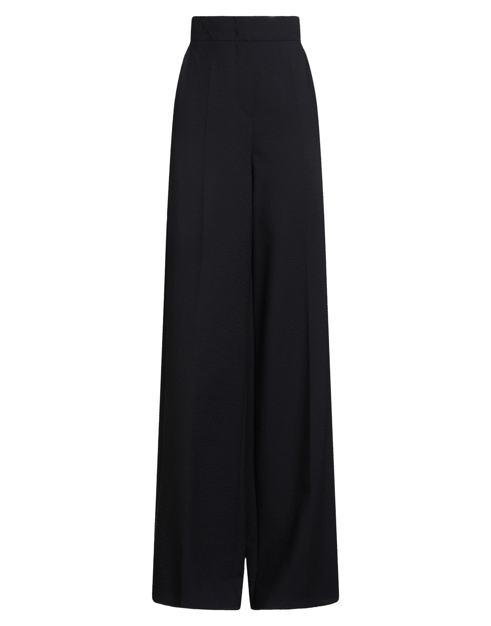 와이드 레그 팬츠, 시어서커, 솔리드 컬러, 장식 부착 없음, 하이 웨이스트, 레귤러 핏, 지퍼 여밈, 후크 여밈, 슬릿 포켓, 웰트 포켓, 드라이클리닝, 표백 금지, 건조기 사용불가. 이미지