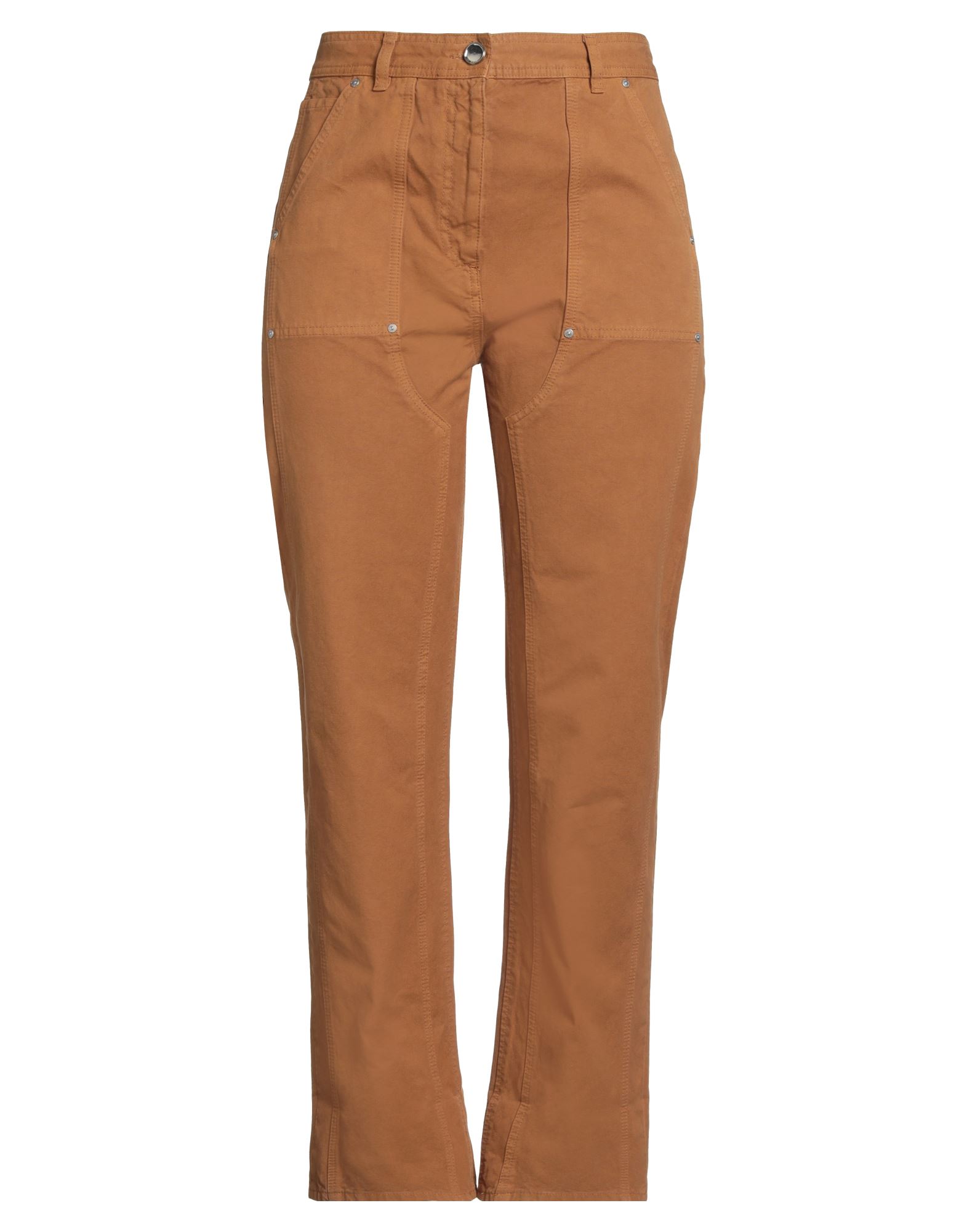 테이퍼드 팬츠, 몰스킨, 장식 디테일 솔리드 컬러, 브랜드 로고, 하이 웨이스트, 벨트 루프, 컴포트 핏, 1 버튼, 지퍼 여밈, 멀티 포켓, 세탁기 세탁 또는 드라이클리닝, 표백 금지, 건조기 사용불가. 이미지