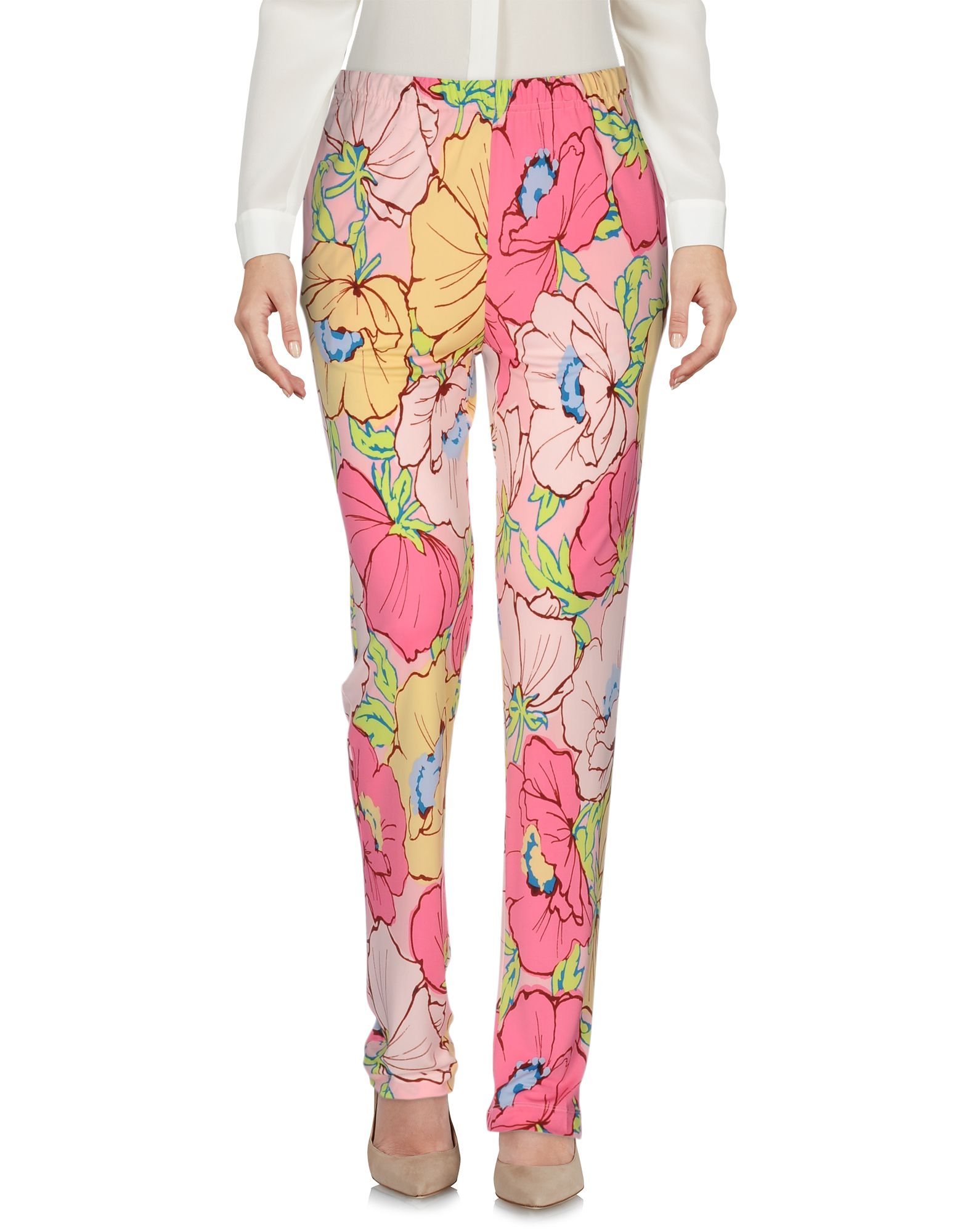 저지, 플로럴 모티브, 하이 웨이스트, 컴포트 핏, 스트레이트 레그, 장식 부착 없음, 멀티 포켓, 테일러드. 이미지