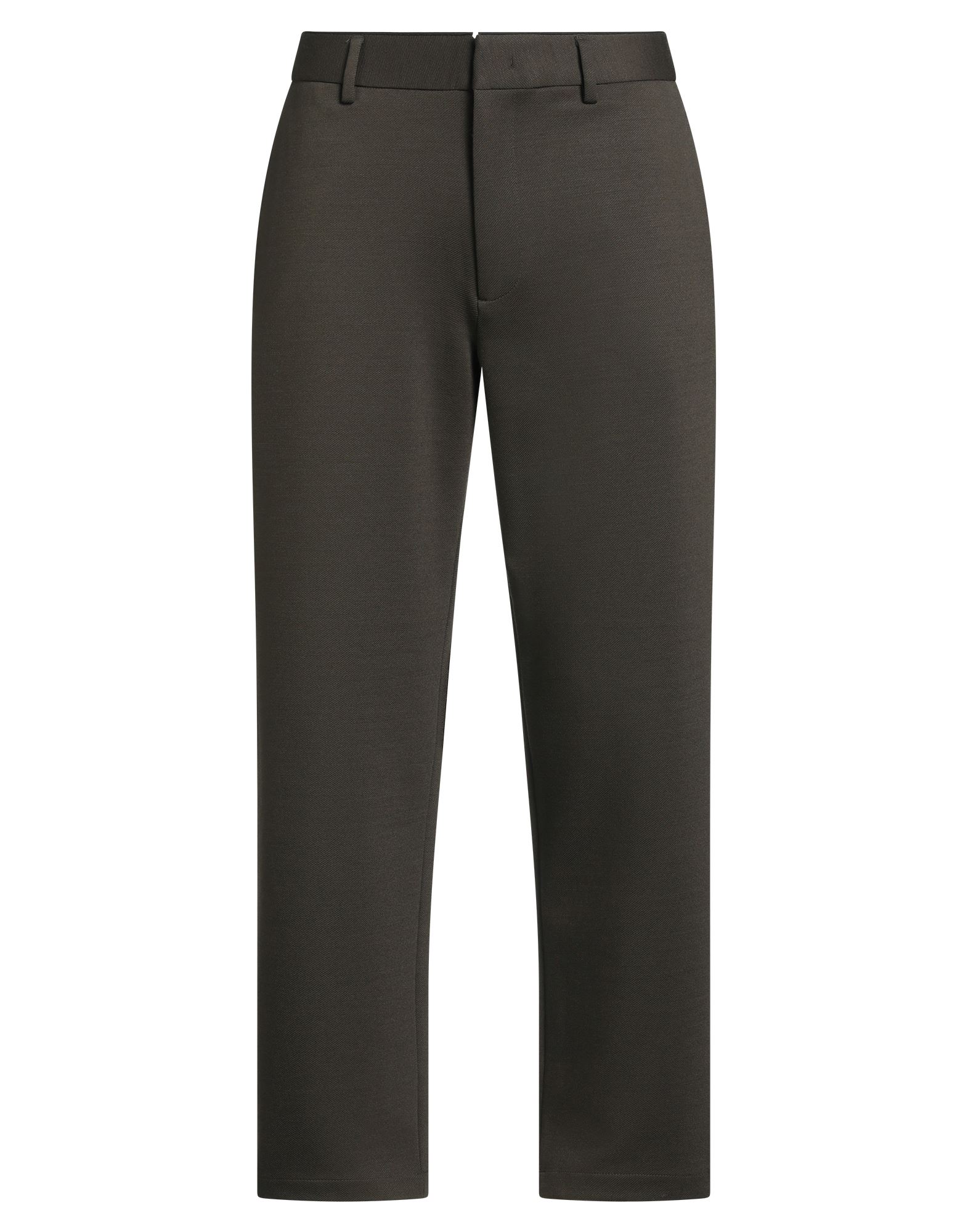 테일러드 팬츠, 트윌, 스트레치 패브릭, 솔리드 컬러, 브랜드 로고, 하이 웨이스트, 벨트 루프, 스트레이트 레그, 레귤러 핏, 지퍼 여밈, 후크 여밈, 슬릿 포켓, 웰트 포켓, 드라이클리닝, 표백 금지, 건조기 사용불가. 이미지