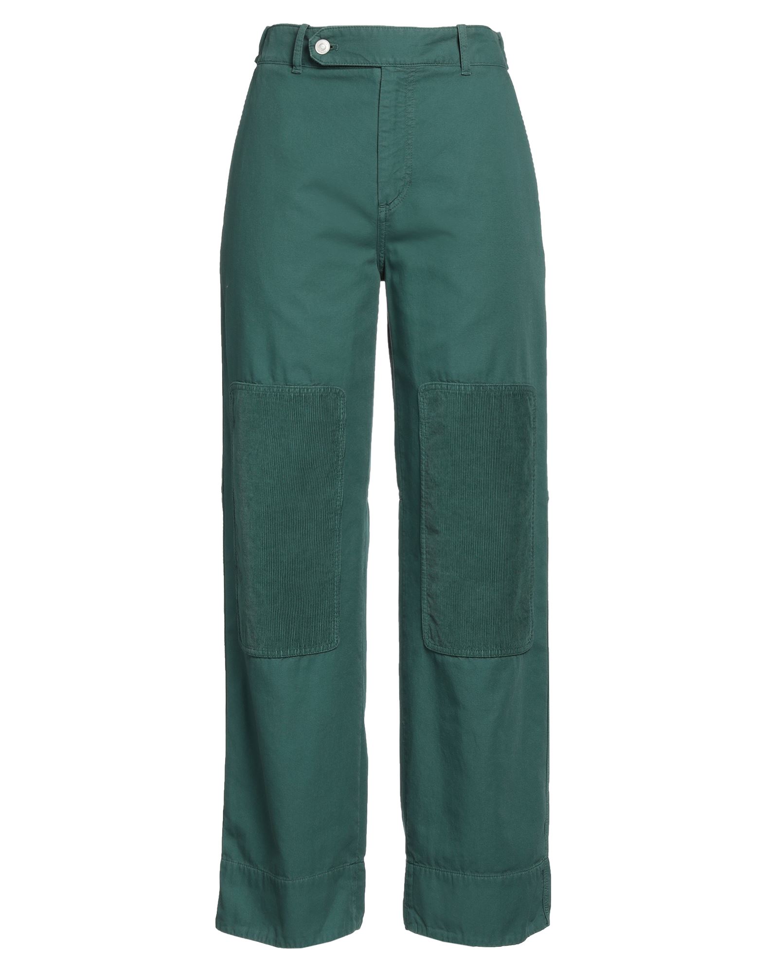 치노, 코듀로이, 리브(rib) 조직, 브랜드 로고, 가죽 인서트, 솔리드 컬러, 하이 웨이스트, 스트레이트 레그, 레귤러 핏, 버튼 여밈, 지퍼 여밈, 멀티 포켓, 동물성 비섬유 자재 함유. 이미지