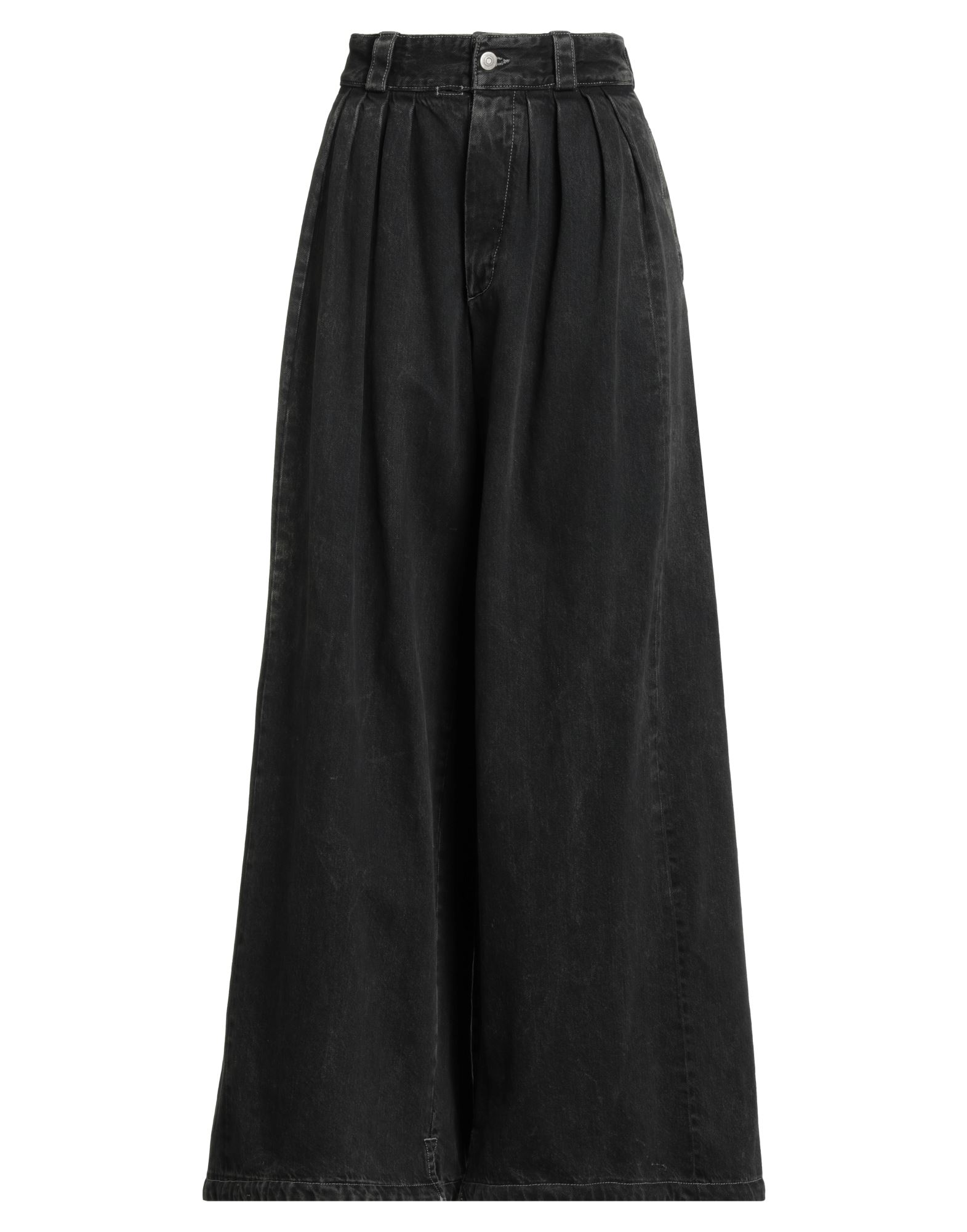 배기 진, 데님, 바랜 효과, 솔리드 컬러, 다트, 컬러 워싱, 하이 웨이스트, 벨트 루프, 컴포트 핏, 버튼 여밈, 슬릿 포켓, 물세탁 불가, 표백 금지, 건조기 사용불가, 다림질 금지. 이미지