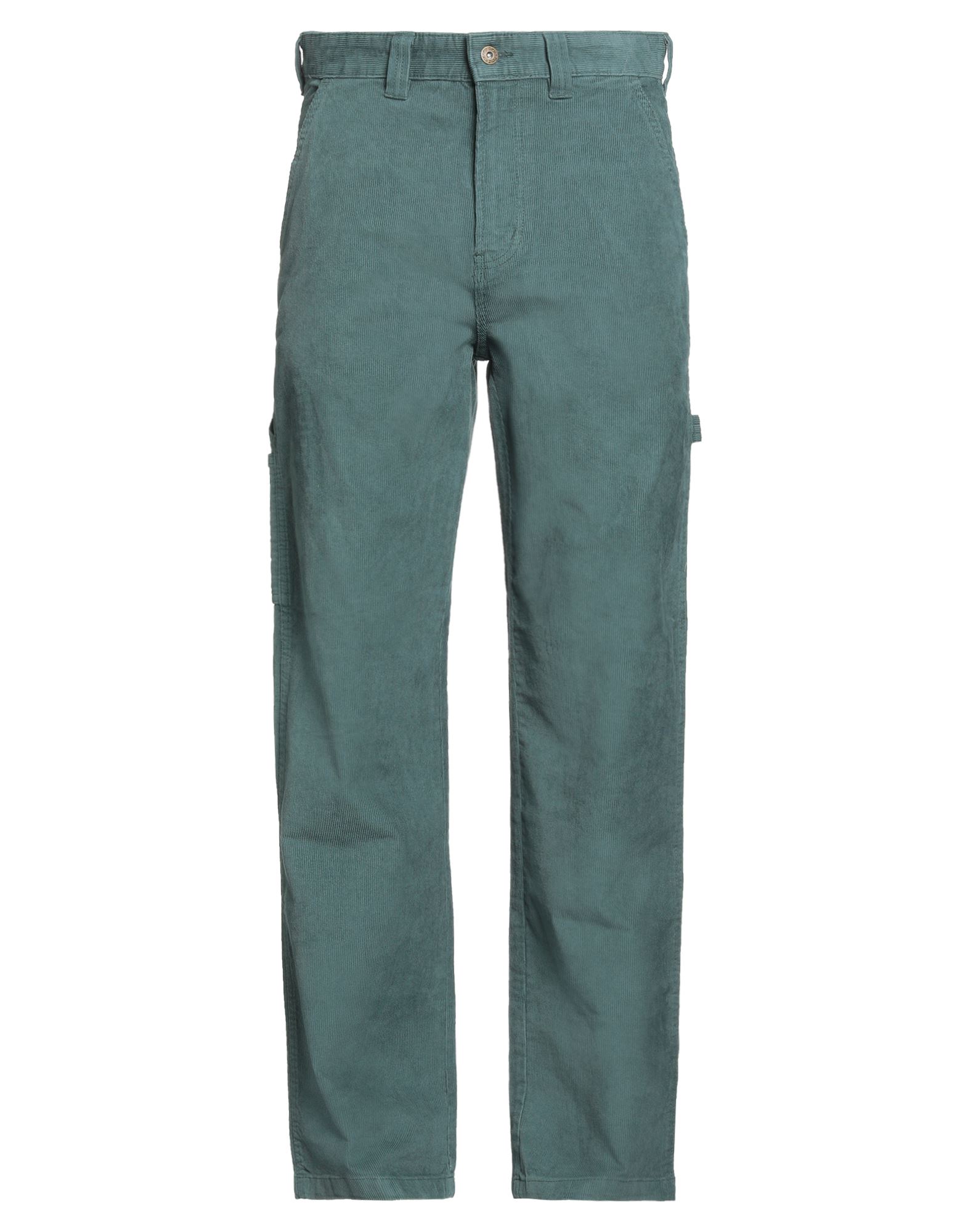 캐주얼 팬츠, 코듀로이, 솔리드 컬러, 브랜드 로고, 하이 웨이스트, 벨트 루프, 스트레이트 레그, 레귤러 핏, 1 버튼, 멀티 포켓, 세탁기로 세탁, 표백 금지, 건조기 사용불가. 이미지