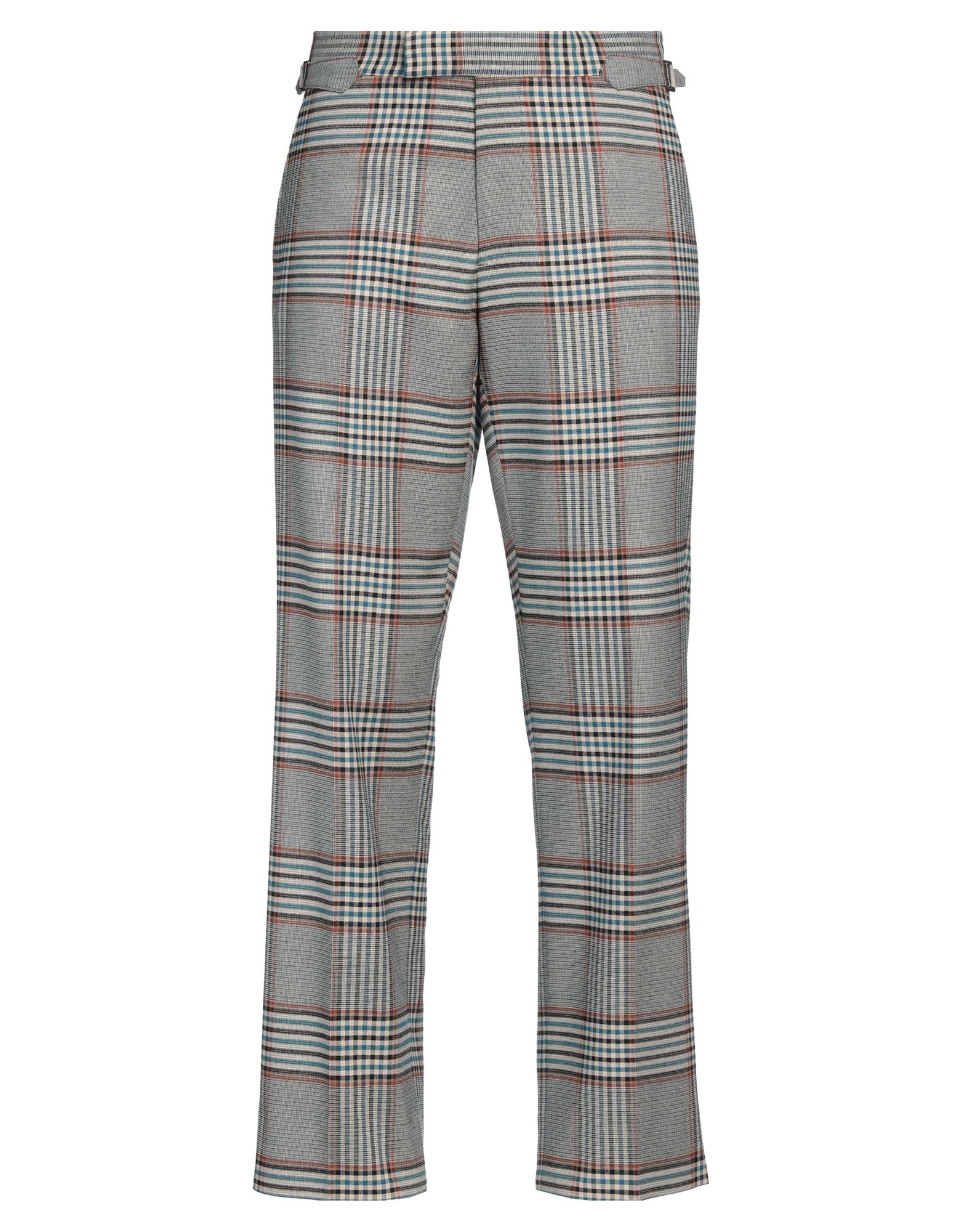 울 보일, 브랜드 로고, 탭, 타탄체크, 노멀 웨이스트, 스트레이트 레그, 레귤러 핏, 지퍼 여밈, 버클 잠금, 멀티 포켓, 스트레치, 드라이클리닝, 표백 금지, 건조기 사용불가, 테일러드 팬츠. 이미지