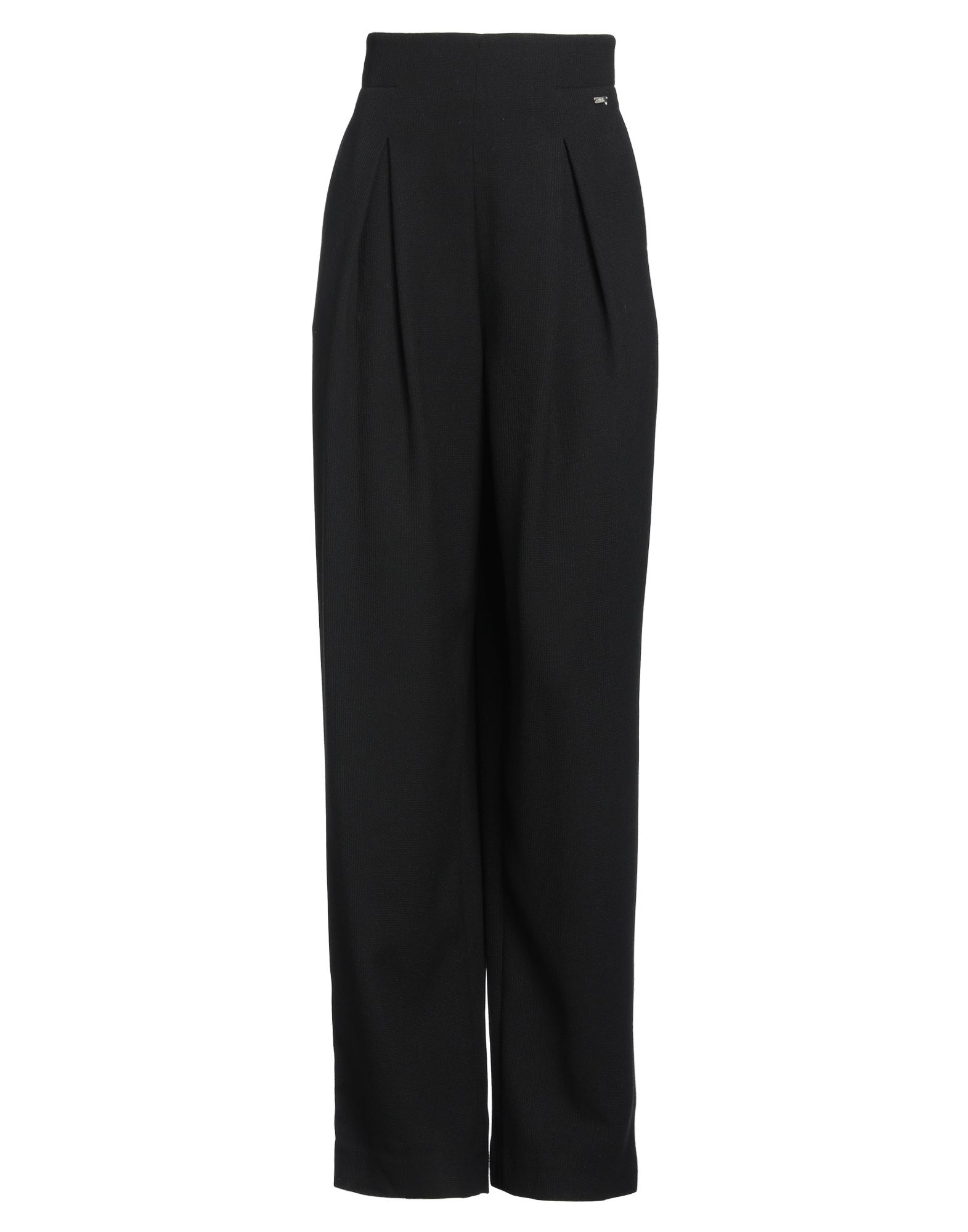 테이퍼드 팬츠, 크레이프, 솔리드 컬러, 브랜드 로고, 하이 웨이스트, 레귤러 핏, 지퍼 여밈, 멀티 포켓, 스트레치, 세탁기로 세탁, 표백 금지, 건조기 사용불가. 이미지