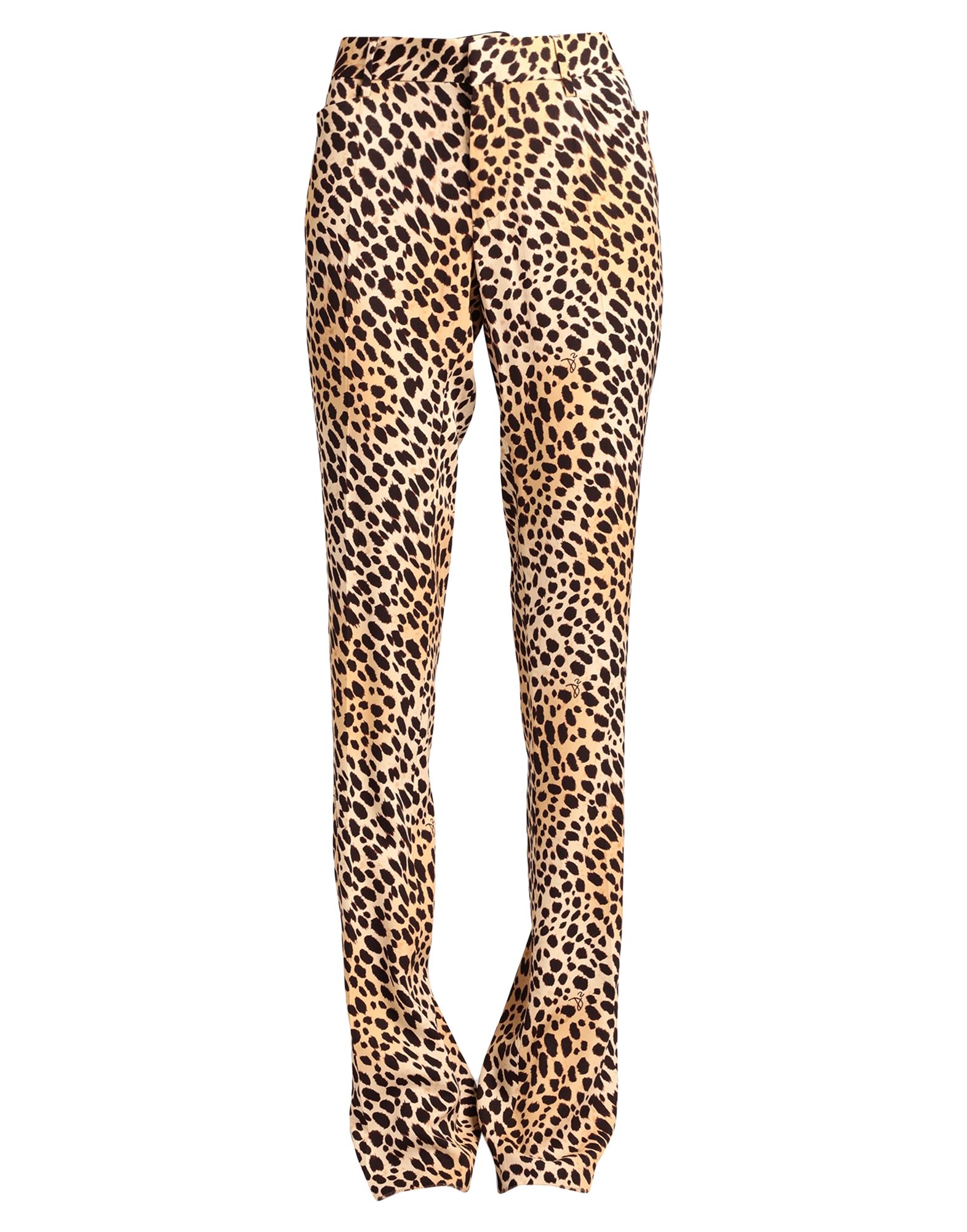 트윌, 브랜드 로고, 레오파드 패턴, 로우 웨이스트, 벨트 루프, 레귤러 핏, 지퍼 여밈, 1 버튼, 멀티 포켓, 드라이클리닝, 표백 금지, 건조기 사용불가, 플레어 팬츠. 이미지