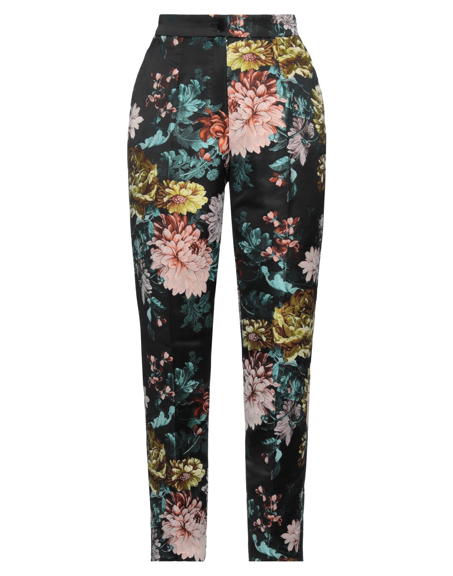 자카드, 장식 부착 없음, 플로럴 모티브, 하이 웨이스트, 테이퍼드 레그, 레귤러 핏, 안감없음, 지퍼 클로저, 1 버튼, 멀티 포켓, 테일러드. 이미지