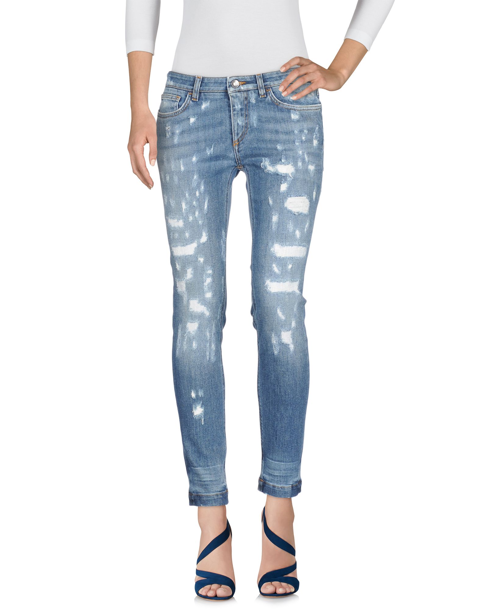 스키니 진, 데님, 디스트레스드 효과, 스트레치 패브릭, 솔리드 컬러, 가죽 인서트, 미디엄 워싱, 노멀 웨이스트, 스키니, 1 버튼, 지퍼 여밈, 패치 포켓, 세탁기 세탁 또는 드라이클리닝, 표백 금지, 건조기 사용불가, 동물성 비섬유 자재 함유. 이미지