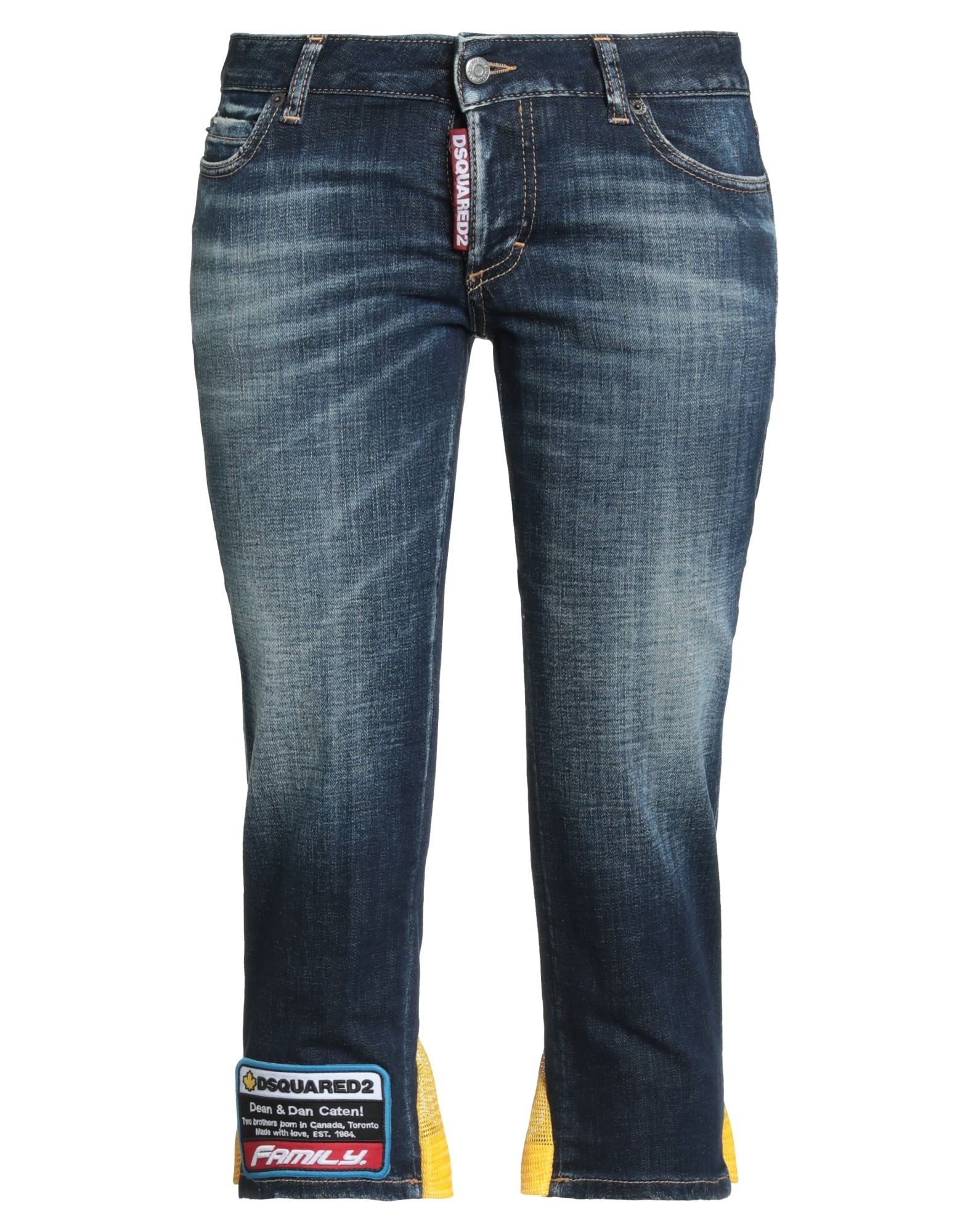 테이퍼드 진, 데님, 장식 디테일 솔리드 컬러, 브랜드 로고, 다크 워싱, 로우 크로치, 벨트 루프, 스키니, 지퍼 여밈, 1 버튼, 멀티 포켓, 세탁기 세탁 또는 드라이클리닝, 표백 금지, 건조기 사용불가. 이미지