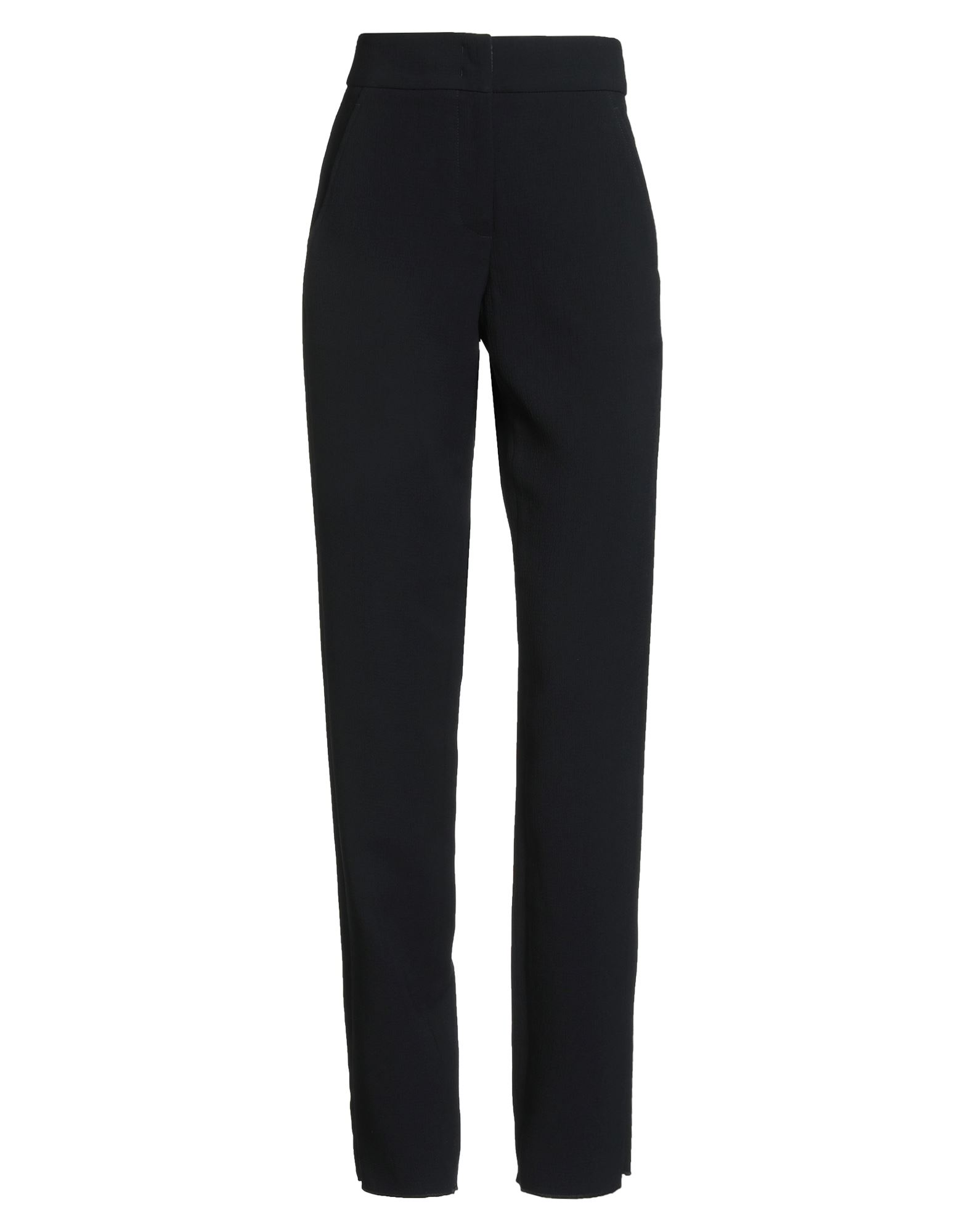 테이퍼드 팬츠, 크레이프, 솔리드 컬러, 장식 부착 없음, 하이 웨이스트, 레귤러 핏, 지퍼 여밈, 후크 여밈, 슬릿 포켓, 드라이클리닝, 표백 금지, 건조기 사용불가. 이미지