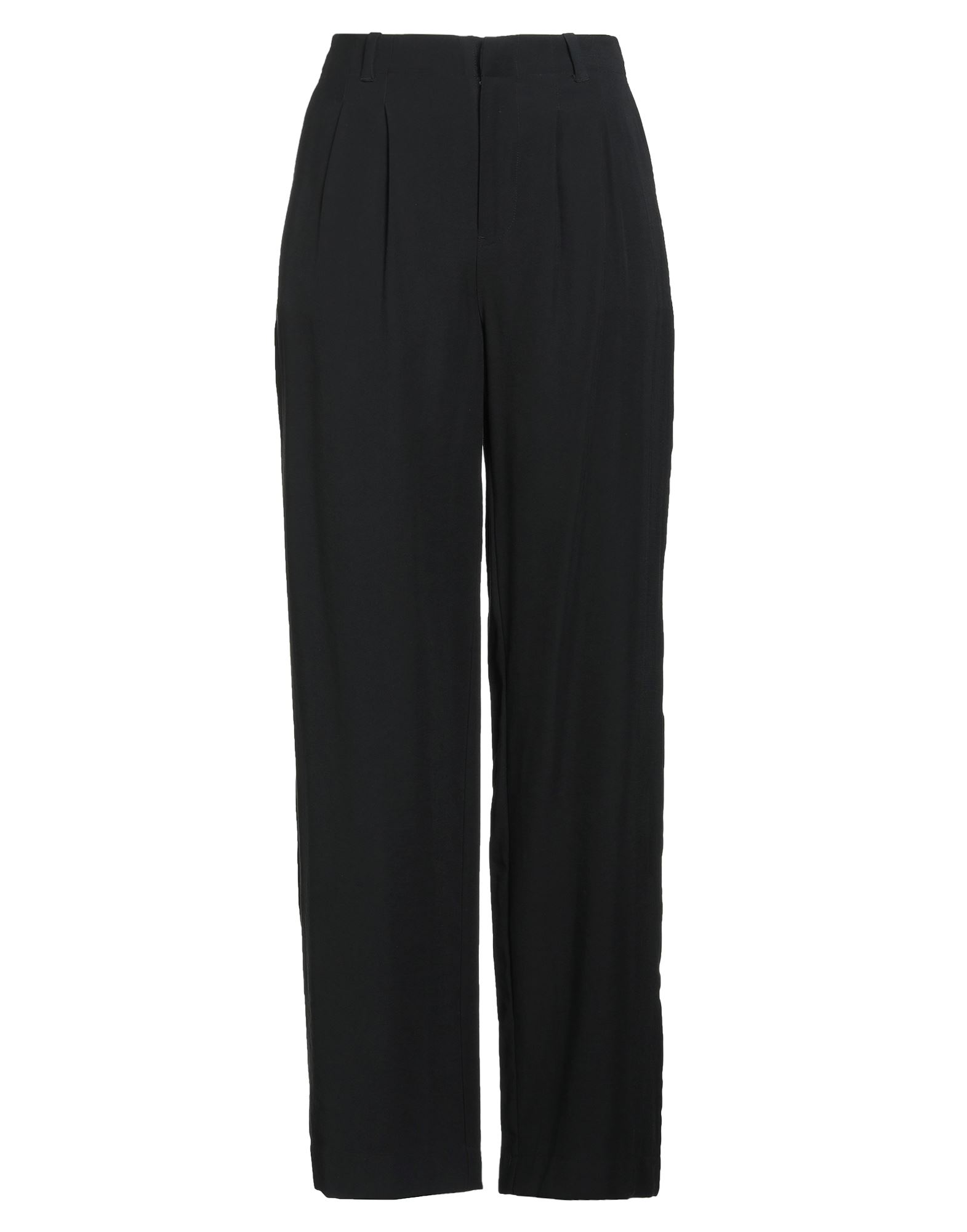 와이드 레그 팬츠, 트윌, 솔리드 컬러, 자수 로고 장식, 다트, 하이 웨이스트, 레귤러 핏, 지퍼 여밈, 후크 여밈, 멀티 포켓, 세탁기로 세탁, 표백 금지, 건조기 사용불가. 이미지