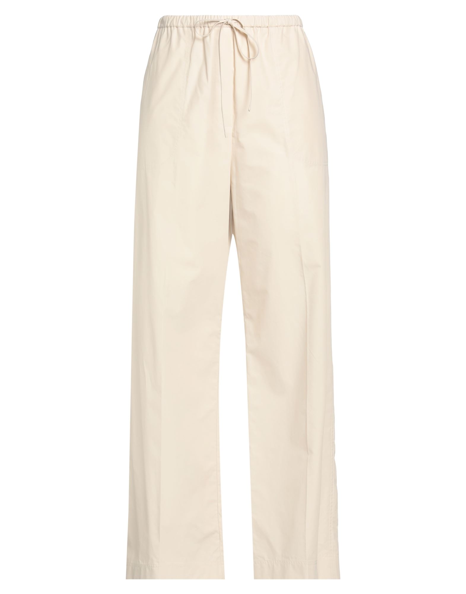 와이드 레그 팬츠, 우븐, 솔리드 컬러, 장식 부착 없음, 하이 웨이스트, 레귤러 핏, 드로스트링 여밈, 멀티 포켓, 세탁기 세탁 또는 드라이클리닝, 표백 금지, 건조기 사용불가. 이미지