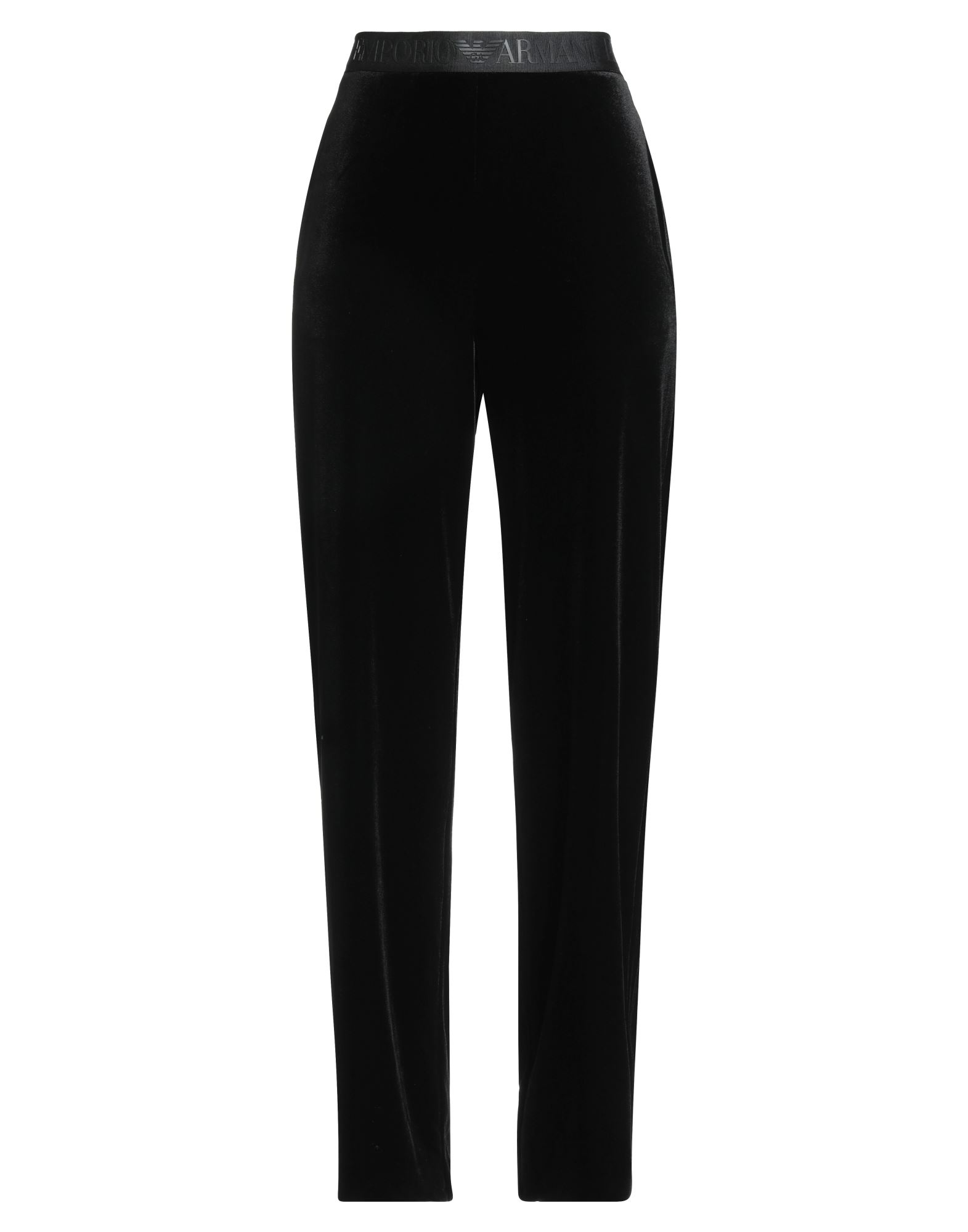 스트레이트 레그 팬츠, 셔닐, 스트레치 패브릭, 솔리드 컬러, 브랜드 로고, 하이 웨이스트, 엘라스틱 웨이스트라인, 레귤러 핏, 슬릿 포켓, 세탁기로 세탁, 표백 금지, 건조기 사용불가. 이미지