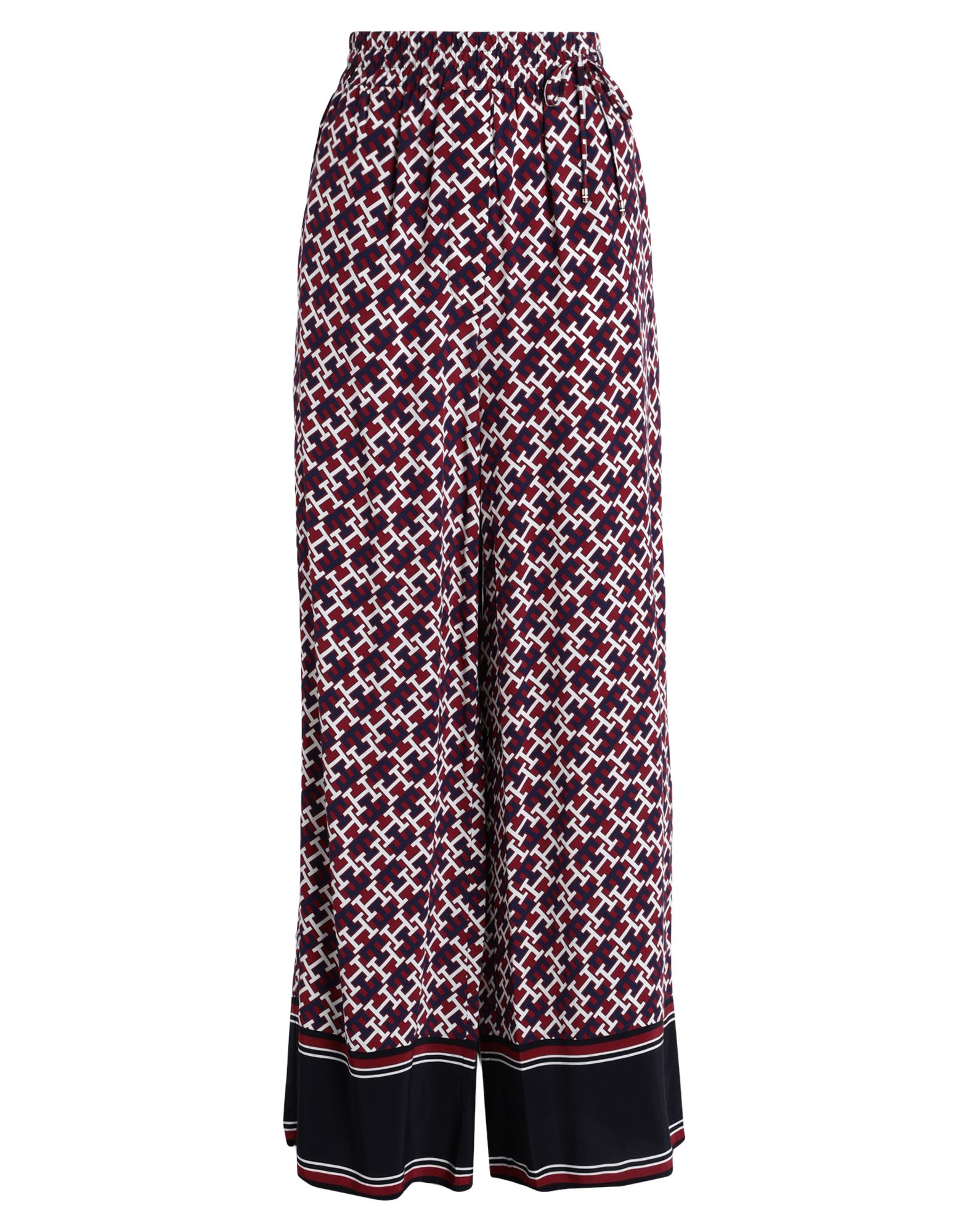 평직, 주름효과, 로고 디자인, 하이 웨이스트, 엘라스틱 웨이스트, 와이드 레그, 레귤러 핏, 드로스트링, 멀티 포켓, 기타 바지. 이미지