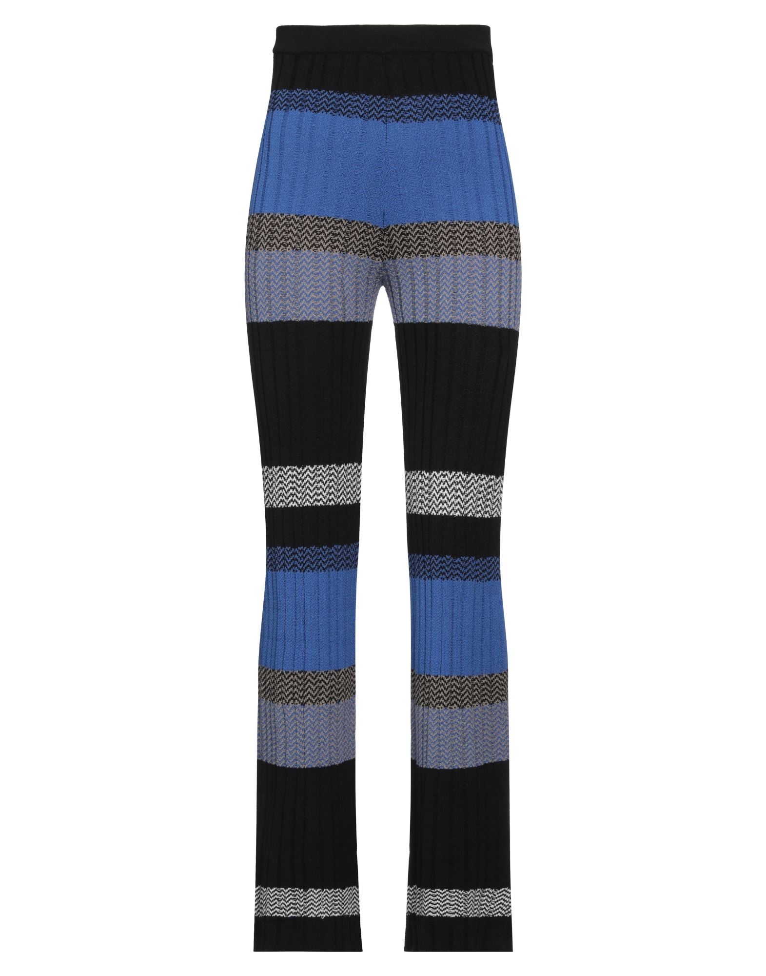 니트 소재, 라이트웨이트 니트, 장식 부착 없음, 스트라이프, 하이 웨이스트, 엘라스틱 웨이스트, 플레어 레그 스타일, 레귤러 핏, 포켓 없음, 세탁기로 세탁, 건조기 사용불가, 표백 금지, 기타 바지. 이미지