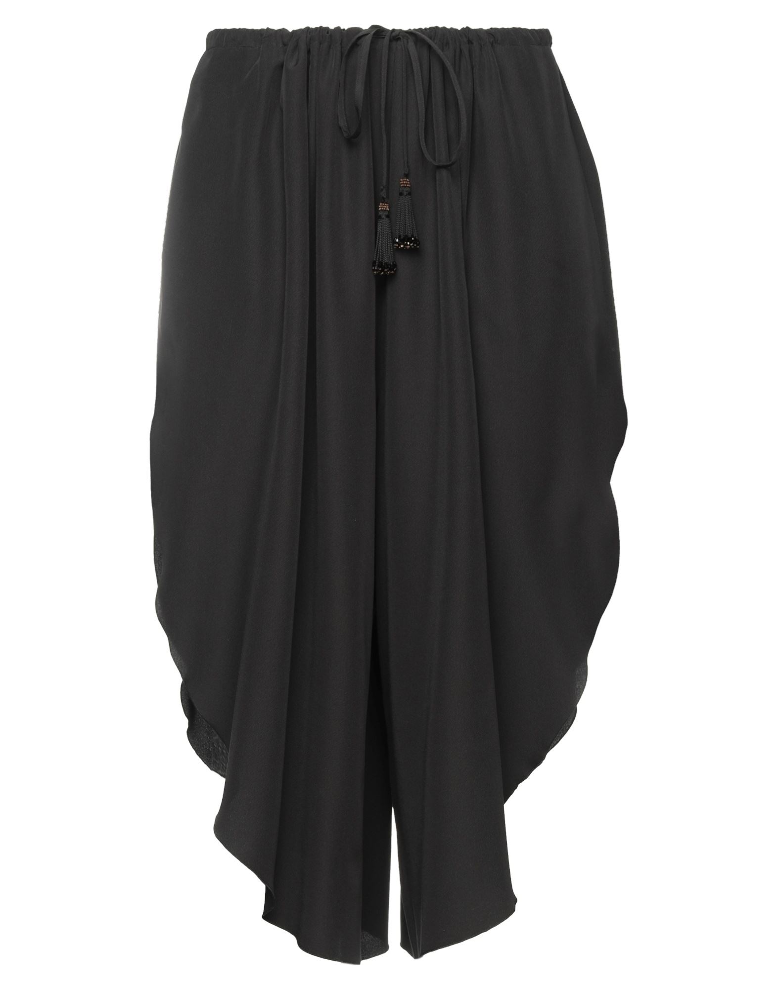 와이드 레그 팬츠, 크레이프, 솔리드 컬러, 비즈, 로우 크로치, 컴포트 핏, 드로스트링 여밈, 멀티 포켓, 크롭트. 이미지