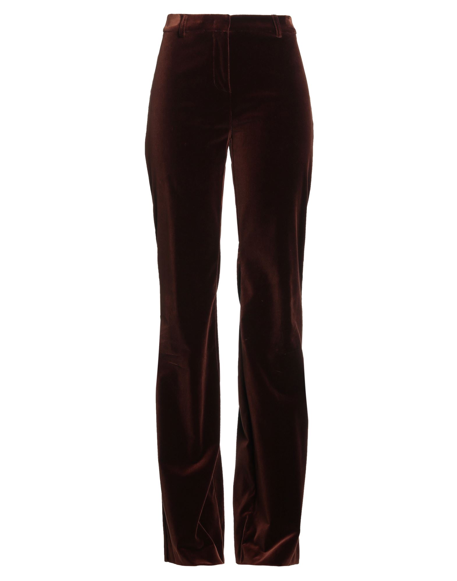 플레어 팬츠, 벨벳, 솔리드 컬러, 장식 부착 없음, 노멀 웨이스트, 스키니, 지퍼 여밈, 후크 여밈, 포켓 없음, 스트레치, 드라이클리닝, 표백 금지, 건조기 사용불가, 스타일과 우아함 그리고 화려함이 어우러진 멋진 파티 룩을 연출해줄 피스. 이미지