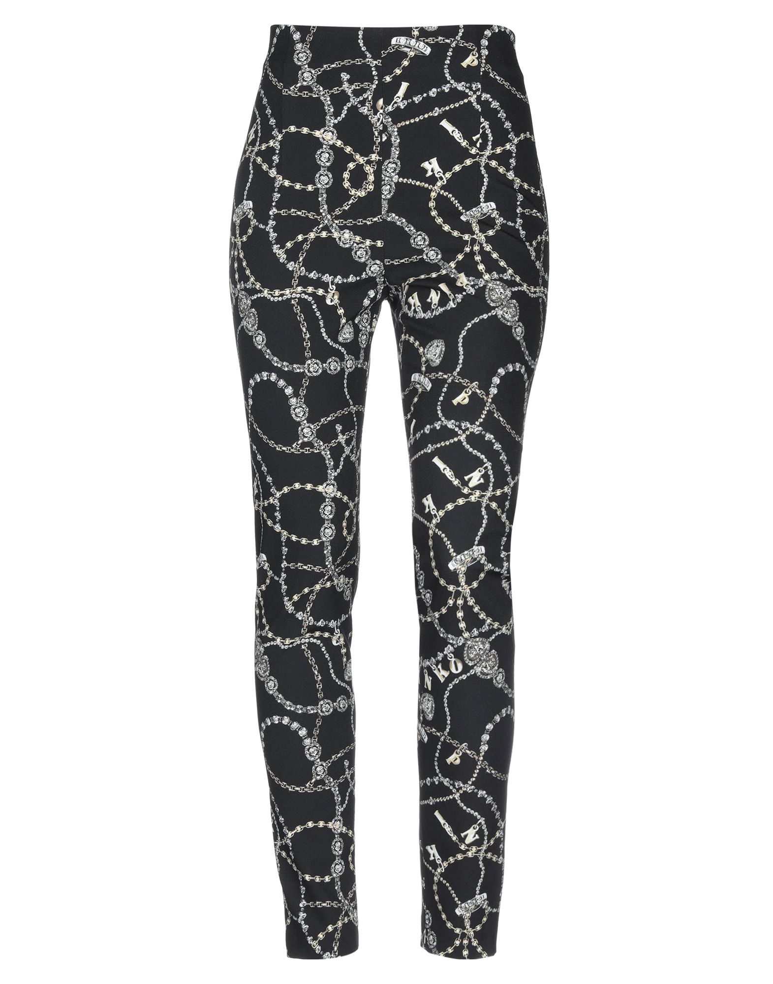 스키니 팬츠, 크레이프, 스트레치 패브릭, 멀티컬러 패턴, 브랜드 로고, 하이 웨이스트, 스키니, 지퍼 여밈, 세탁기 세탁 또는 드라이클리닝, 표백 금지, 건조기 사용불가. 이미지