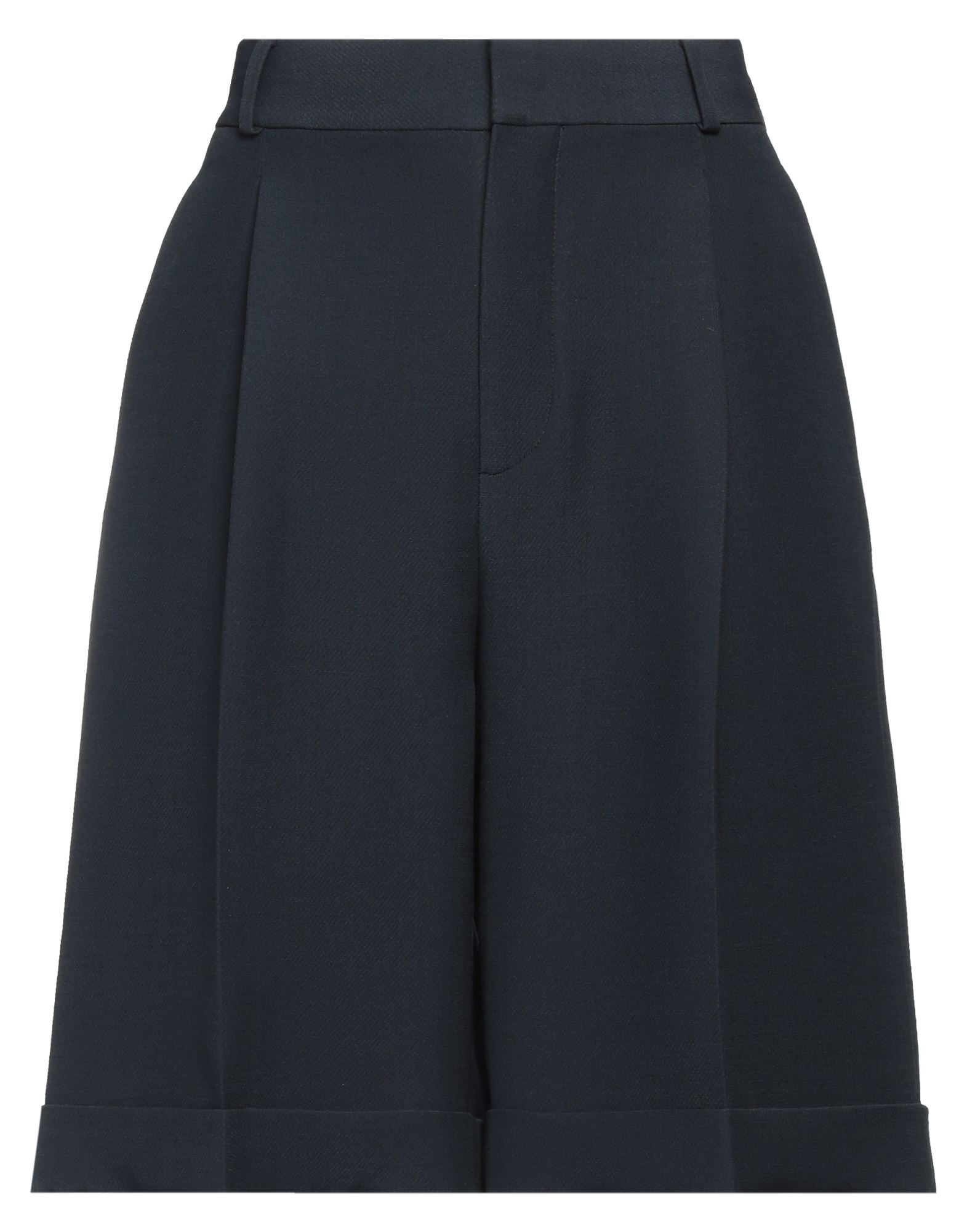 우븐, 장식 부착 없음, 솔리드 컬러, 하이 웨이스트, 지퍼 여밈, 후크 여밈, 폴디드 헴, 멀티 포켓, 드라이클리닝, 표백 금지, 건조기 사용불가, 버뮤다 쇼츠. 이미지