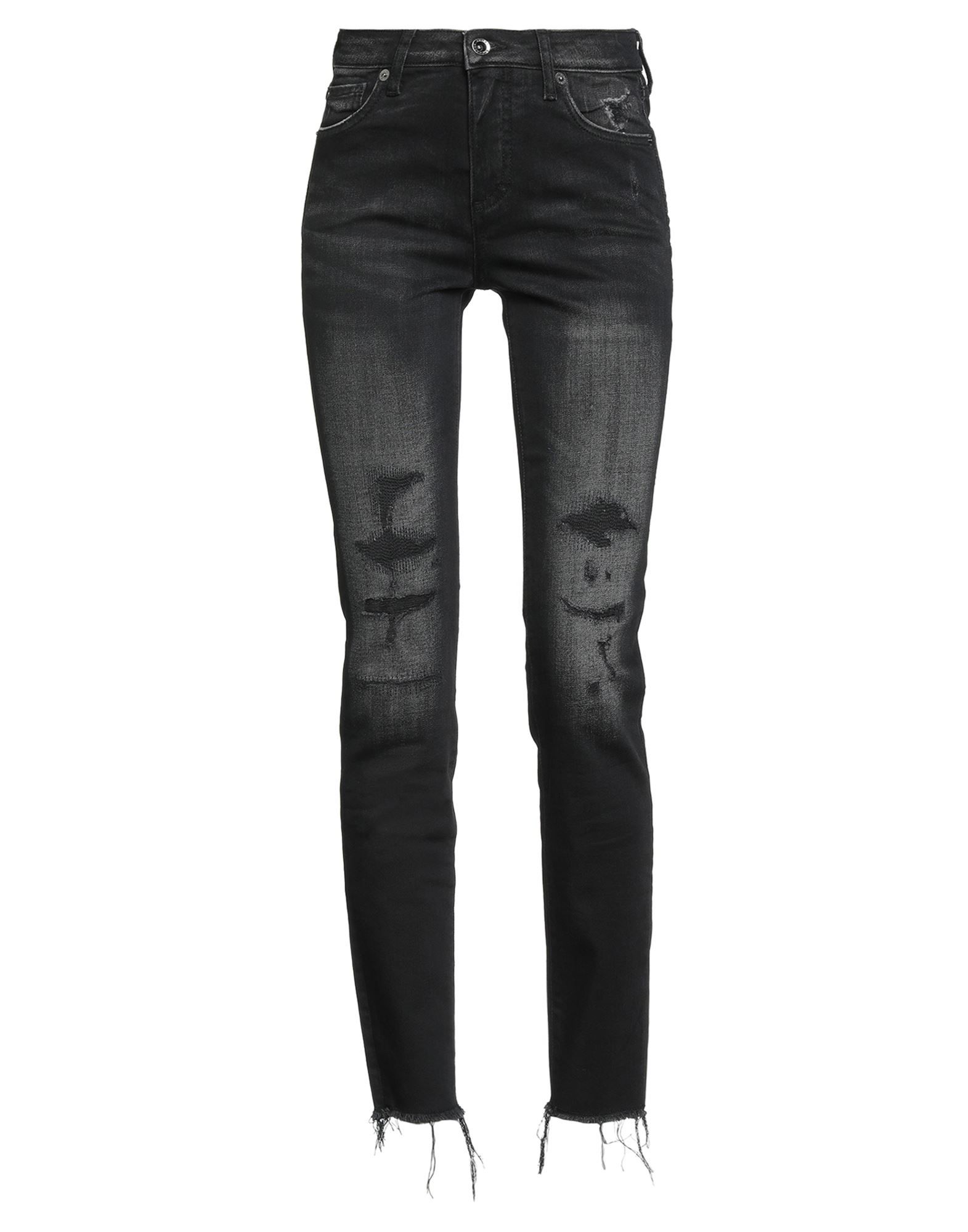 스키니 진, 데님, 바랜 효과, 디스트레스드 효과, 장식 디테일 솔리드 컬러, 브랜드 로고, 컬러 워싱, 노멀 웨이스트, 벨트 루프, 스키니, 버튼 여밈, 지퍼 여밈, 멀티 포켓, 스트레치, 세탁기로 세탁, 표백 금지, 건조기 사용불가. 이미지