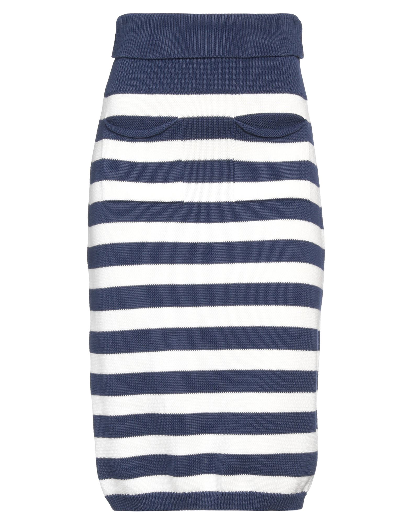 니트 소재, 미디엄웨이트 니트, 장식 부착 없음, 스트라이프, 멀티 포켓, 세탁기로 세탁, 표백 금지, 건조기 사용불가, 펜슬 스커트. 이미지