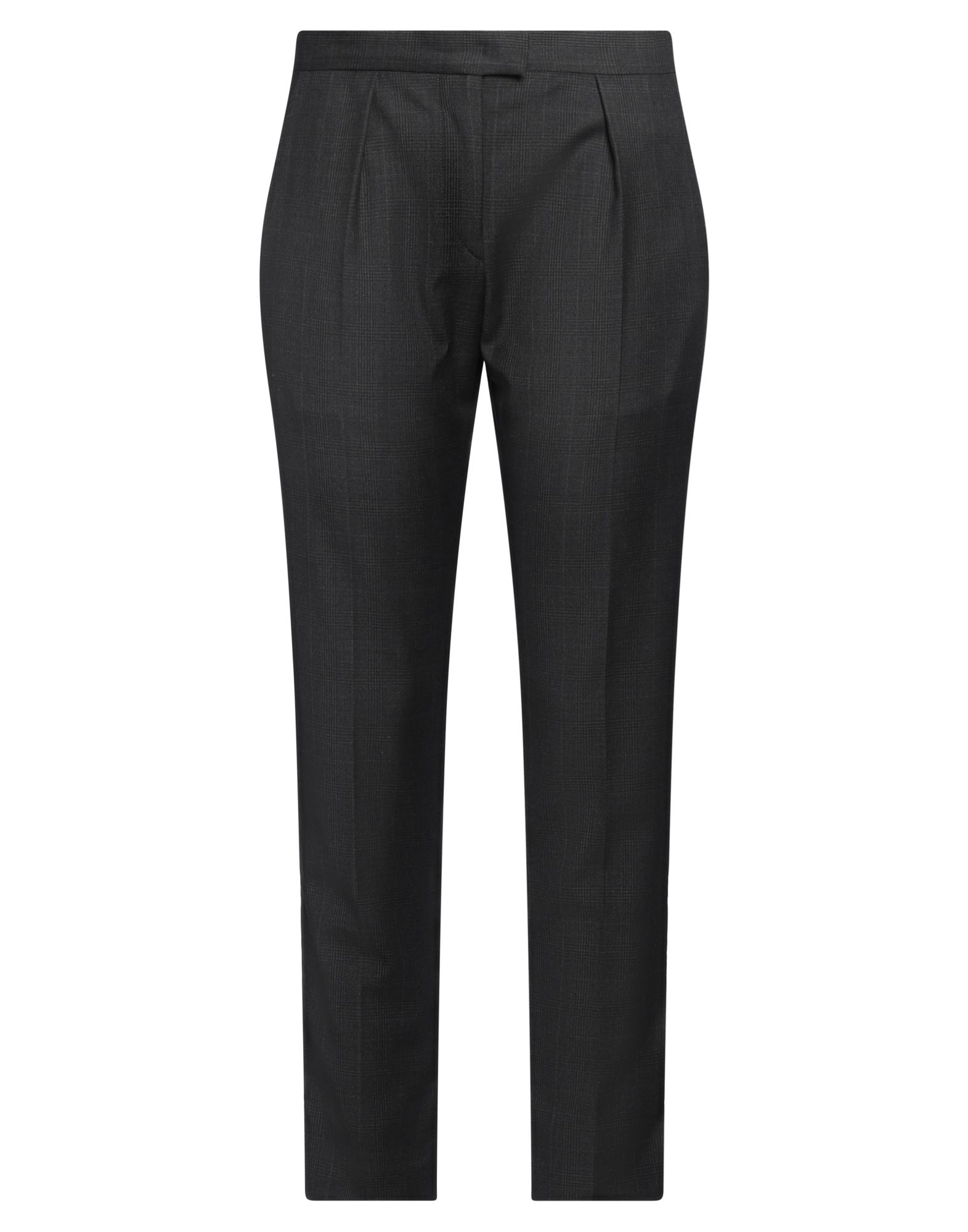 테이퍼드 팬츠, 울 보일, 프린스 오브 웨일스, 장식 부착 없음, 하이 웨이스트, 레귤러 핏, 지퍼 여밈, 후크 여밈, 멀티 포켓, 드라이클리닝, 표백 금지, 건조기 사용불가, 편안함과 우아함이 결합된 격식을 갖춘 세련된 포멀 오피스 룩. 이미지