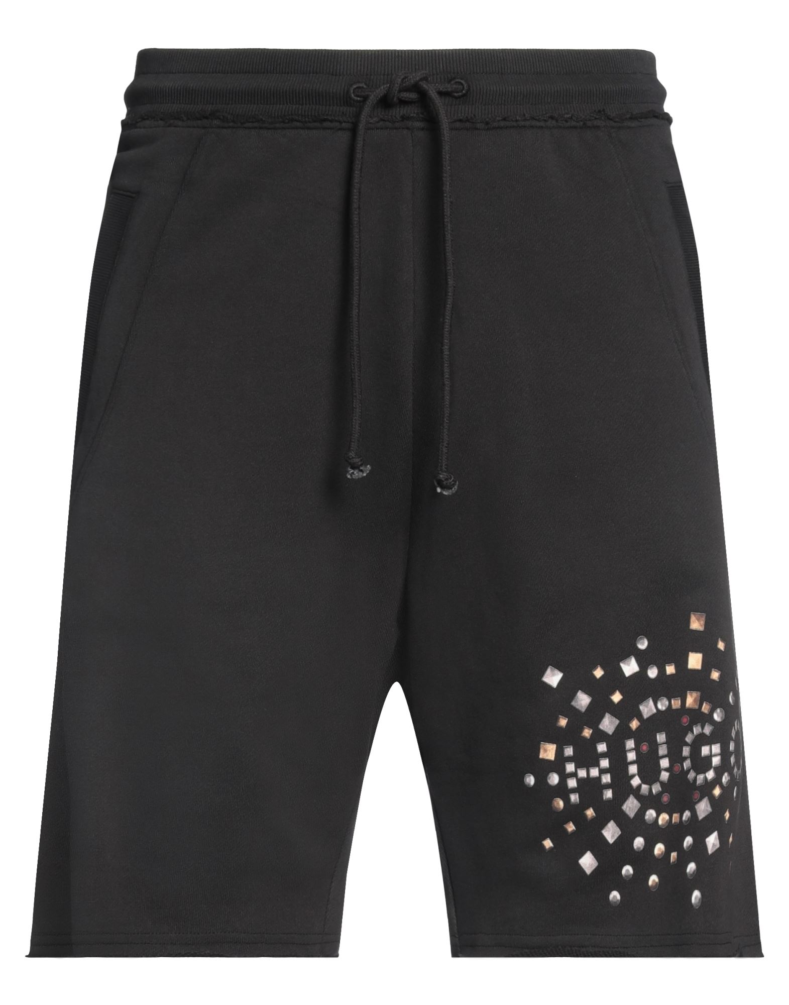 스포츠 쇼츠, 프렌치 테리, 프린트 디테일 솔리드 컬러, 브랜드 로고, 하이 웨이스트, 드로스트링 웨이스트, 레귤러 핏, 멀티 포켓, 세탁기로 세탁. 이미지