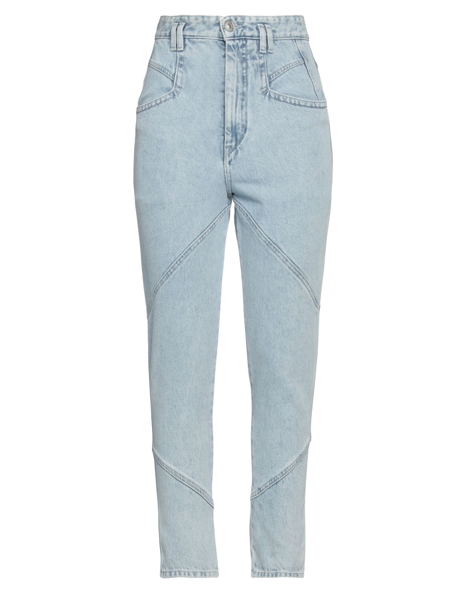 데님, 바랜 효과, 브랜드 로고, 솔리드 컬러, 라이트 워싱, 하이 웨이스트, 벨트 루프, 테이퍼드 레그, 레귤러 핏, 지퍼 여밈, 1 버튼, 멀티 포켓, 스키니 스타일. 이미지