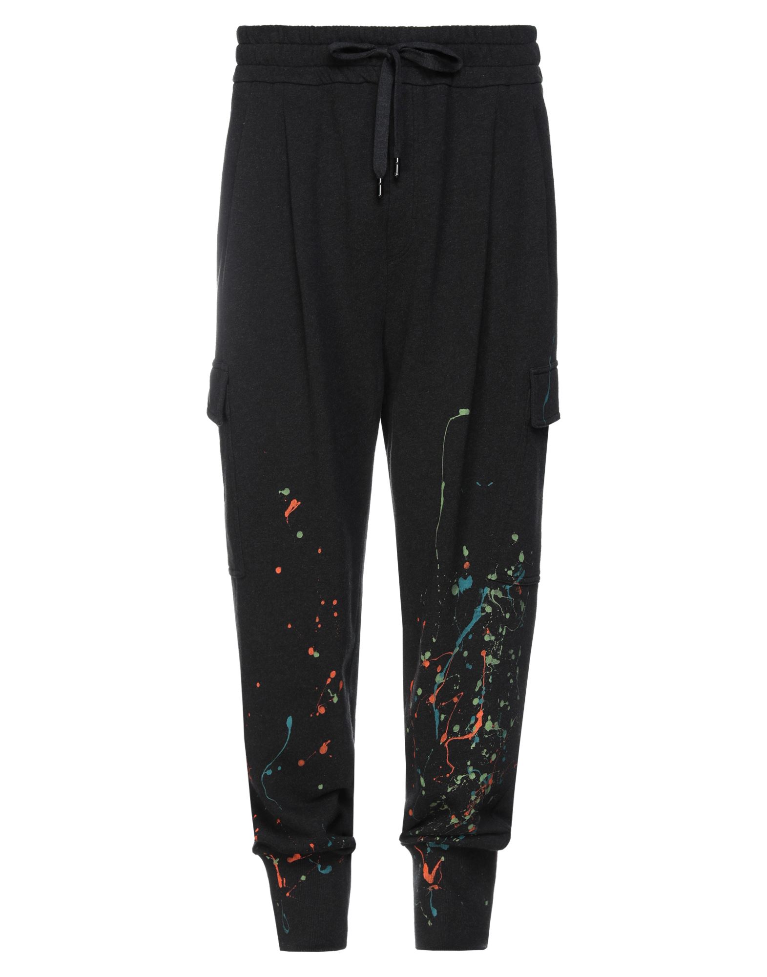 플리스, 멀티컬러 패턴, 얼룩진 효과, 브랜드 로고, 하이 웨이스트, 컴포트 핏, 테이퍼드 레그, 드로스트링, 멀티 포켓, 프렌치 테리 소재 내부, 벨로즈 포켓. 이미지