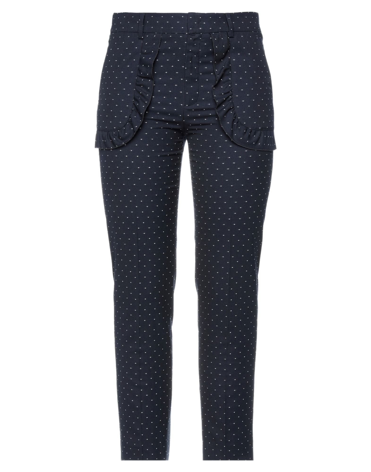 테이퍼드 팬츠, 우븐, 폴카도트, 러플, 하이 웨이스트, 스키니, 안감없음, 후크 여밈, 지퍼 여밈, 멀티 포켓. 이미지