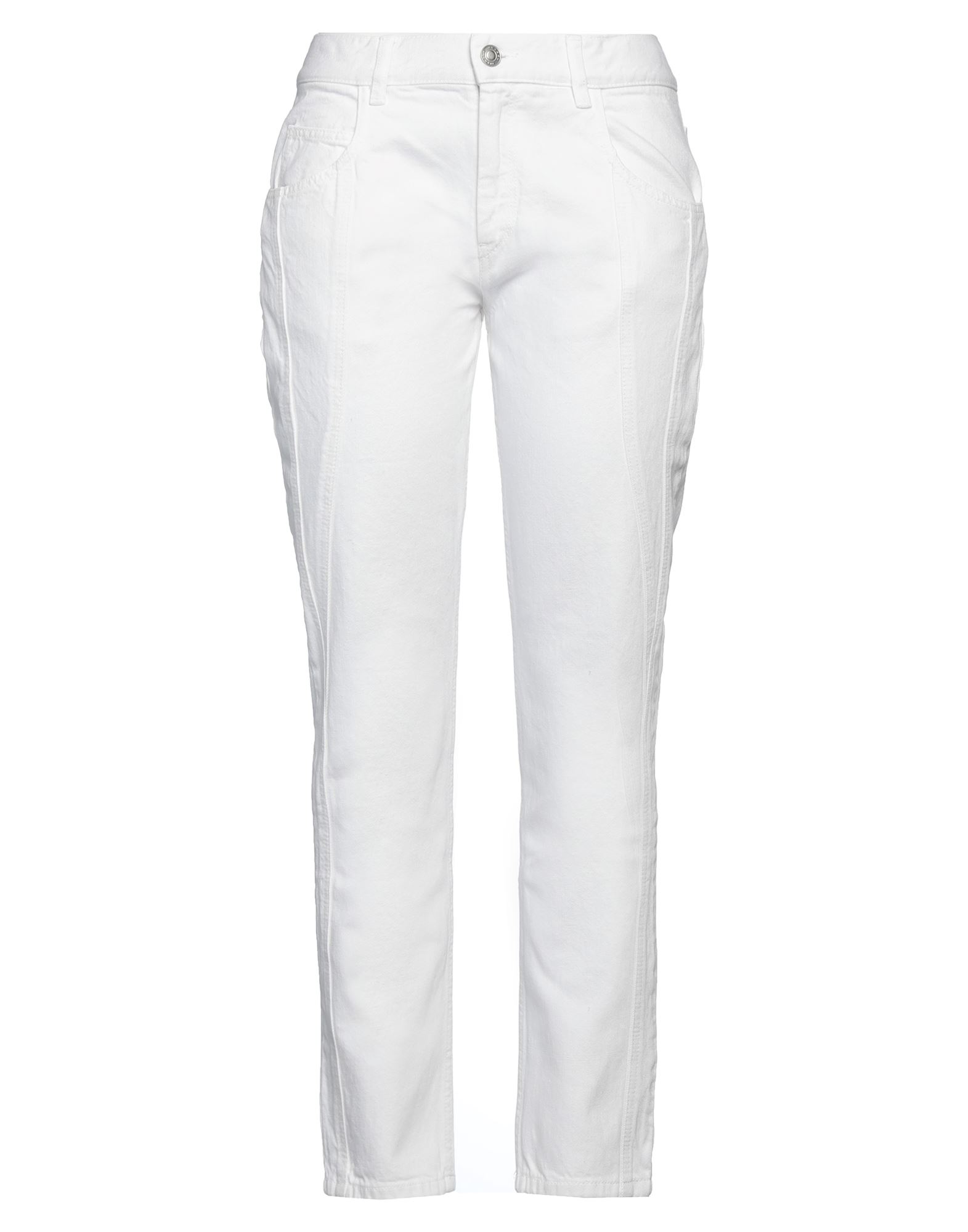 데님, 브랜드 로고, 솔리드 컬러, 컬러 워싱, 노멀 웨이스트, 새시 웨이스트라인, 테이퍼드 레그, 스키니, 지퍼 클로저, 1 버튼, 포켓 5개, 스키니 스타일. 이미지