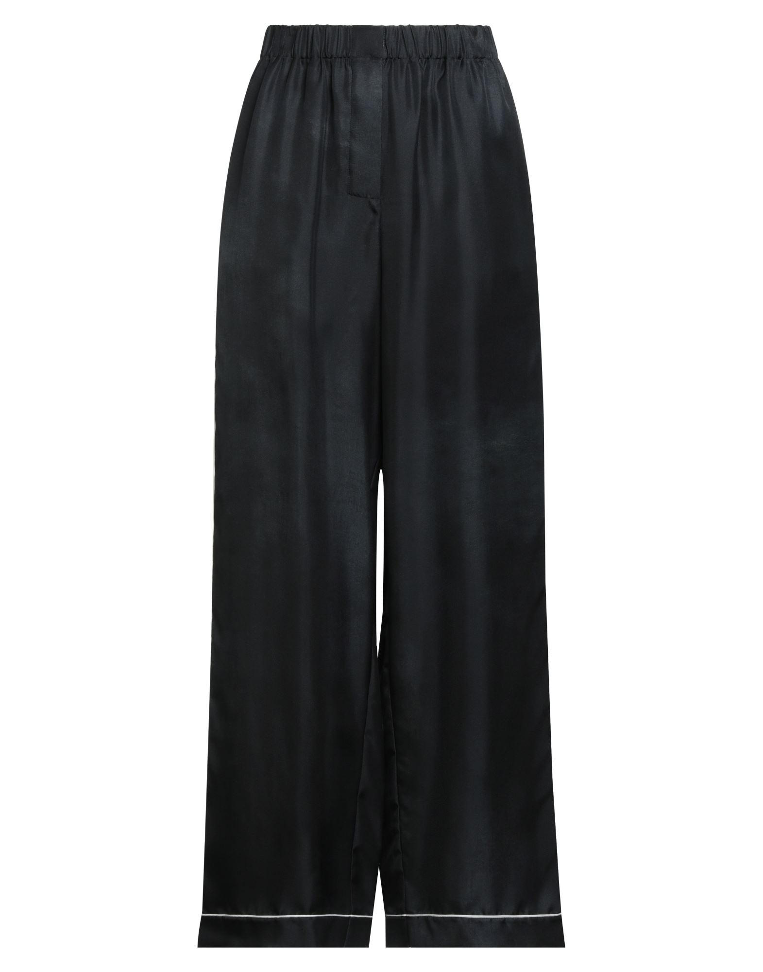 파자마 팬츠, 새틴, 투톤 패턴, 장식 부착 없음, 엘라스틱 웨이스트라인, 컴포트 핏, 버튼 여밈, 멀티 포켓, 드라이클리닝, 표백 금지, 건조기 사용불가. 이미지