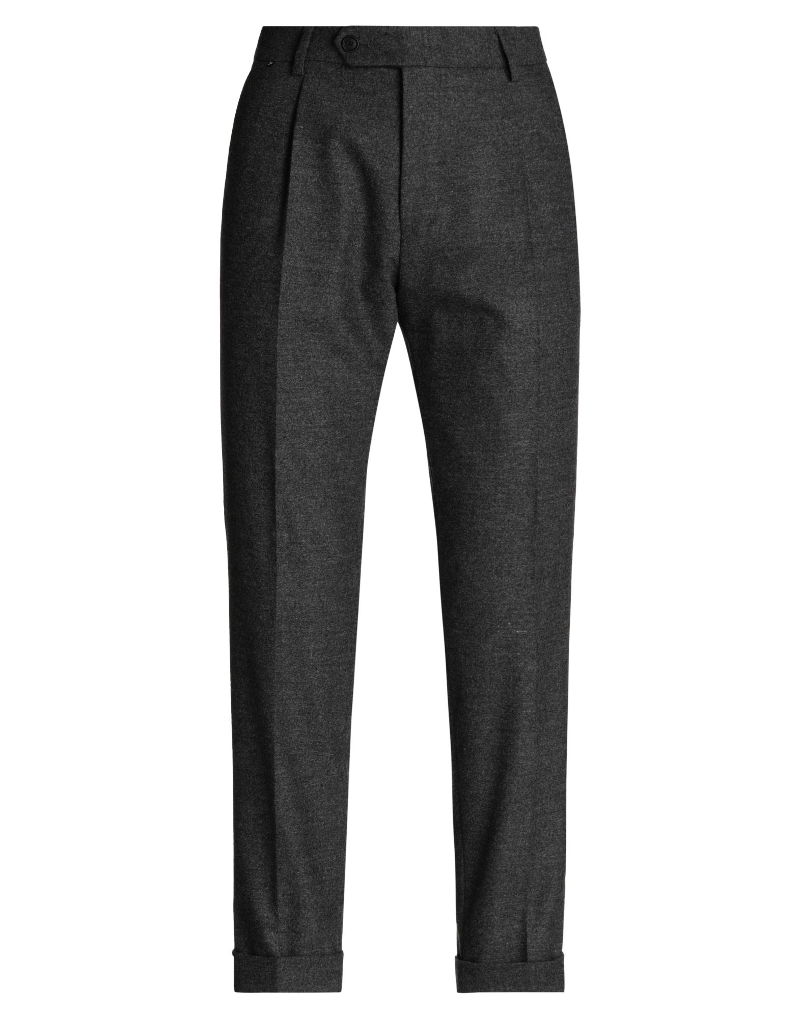 플란넬, 브랜드 로고, 다트, 솔리드 컬러, 노멀 웨이스트, 벨트 루프, 테이퍼드 레그, 레귤러 핏, 1 버튼, 지퍼 클로저, 커프드 헴, 멀티 포켓, 테일러드. 이미지