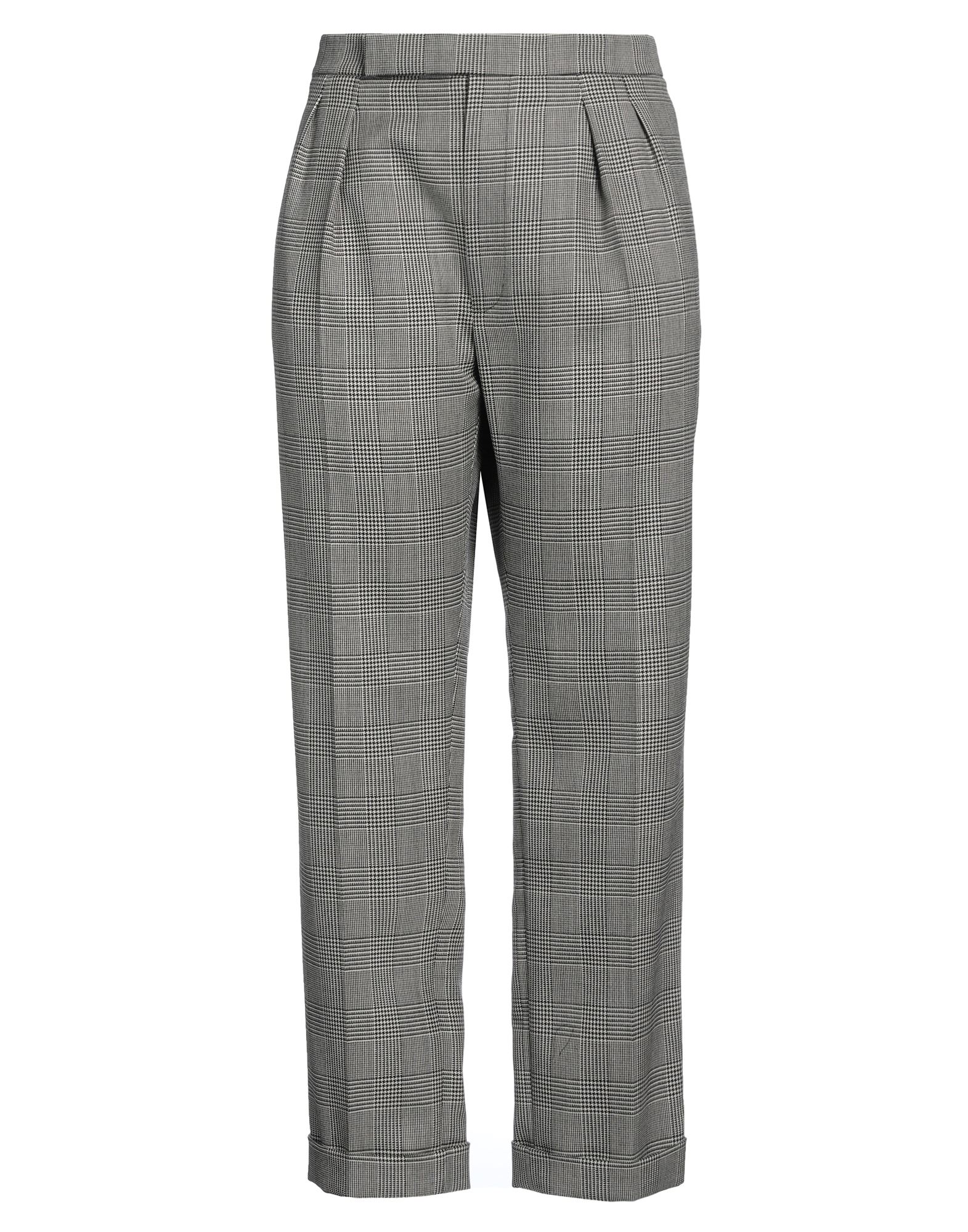 플란넬, 장식 부착 없음, 프린스 오브 웨일스, 하이 웨이스트, 레귤러 핏, 후크 여밈, 지퍼 여밈, 멀티 포켓, 스트레이트 레그 팬츠. 이미지