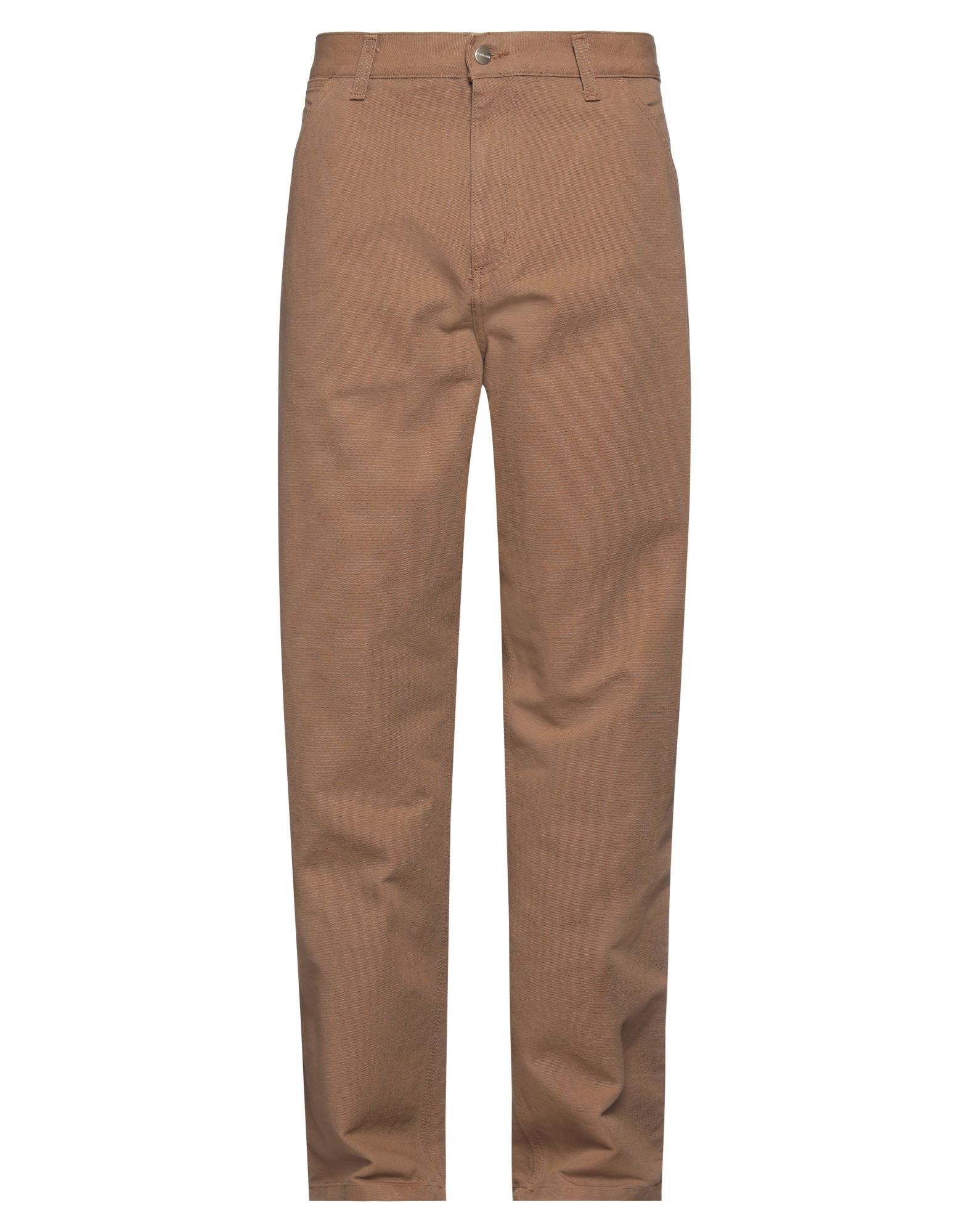 캔바스, 브랜드 로고, 솔리드 컬러, 하이 웨이스트, 테이퍼드 레그, 레귤러 핏, 지퍼 여밈, 1 버튼, 멀티 포켓, 세탁기 세탁 또는 드라이클리닝, 표백 금지, 건조기 사용불가, 캐주얼 팬츠. 이미지