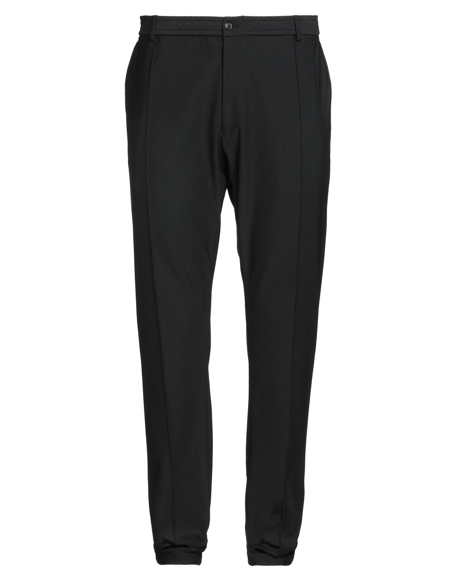 캐주얼 팬츠, 저지, 솔리드 컬러, 장식 부착 없음, 하이 웨이스트, 테이퍼드 레그, 레귤러 핏, 지퍼 여밈, 버튼 여밈, 멀티 포켓, 스트레치, 드라이클리닝, 표백 금지, 건조기 사용불가. 이미지