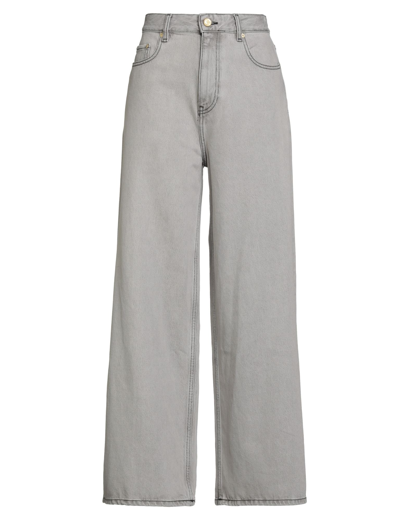 와이드 레그 진, 데님, 솔리드 컬러, 브랜드 로고, 컬러 워싱, 하이 웨이스트, 레귤러 핏, 1 버튼, 지퍼 여밈, 멀티 포켓, 세탁기로 세탁, 표백 금지, 건조기 사용불가. 이미지