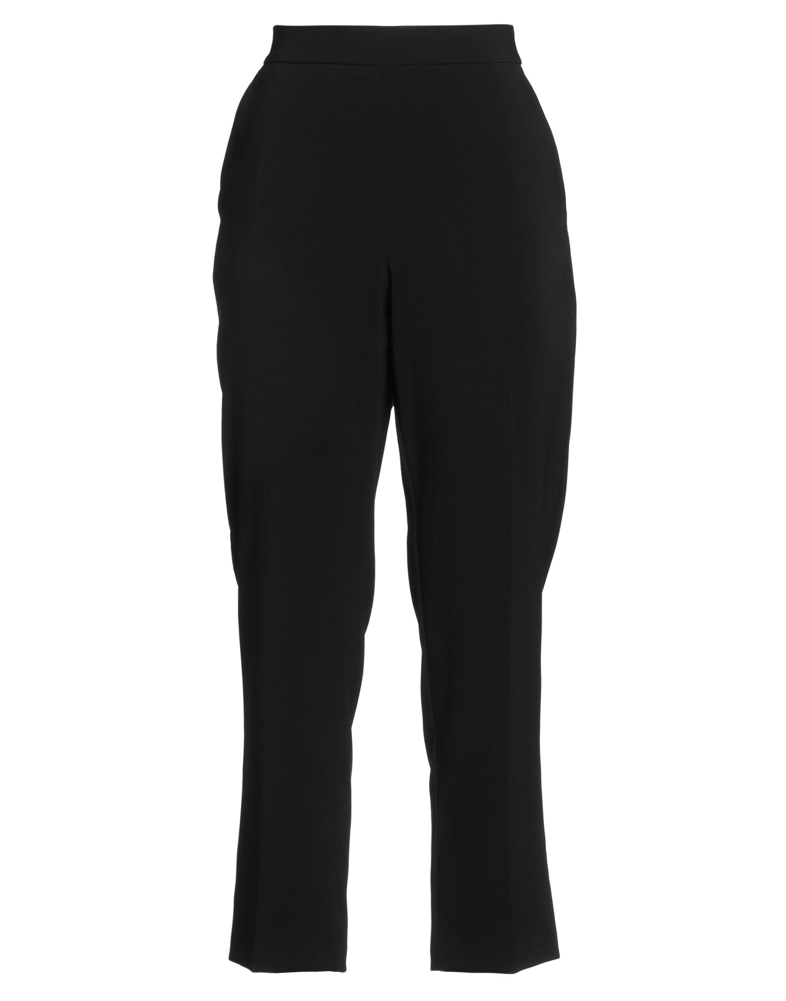 테이퍼드 팬츠, 크레이프, 스트레치 패브릭, 솔리드 컬러, 장식 부착 없음, 하이 웨이스트, 레귤러 핏, 지퍼 여밈, 슬릿 포켓, 세탁기 세탁 또는 드라이클리닝, 표백 금지, 건조기 사용불가. 이미지