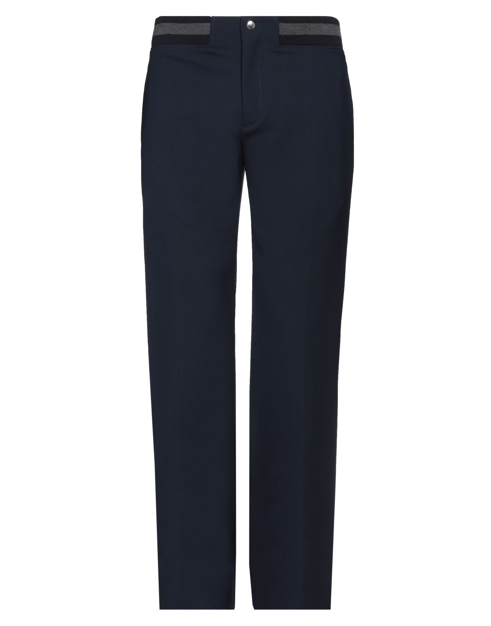 크레이프, 니트 소재, 라이트웨이트 니트, 자수 로고 장식, 투톤 패턴, 노멀 웨이스트, 테이퍼드 레그, 스키니, 지퍼 여밈, 로 컷 밑단, 멀티 포켓, 스트레치, 드라이클리닝, 표백 금지, 건조기 사용불가, 캐주얼 팬츠. 이미지