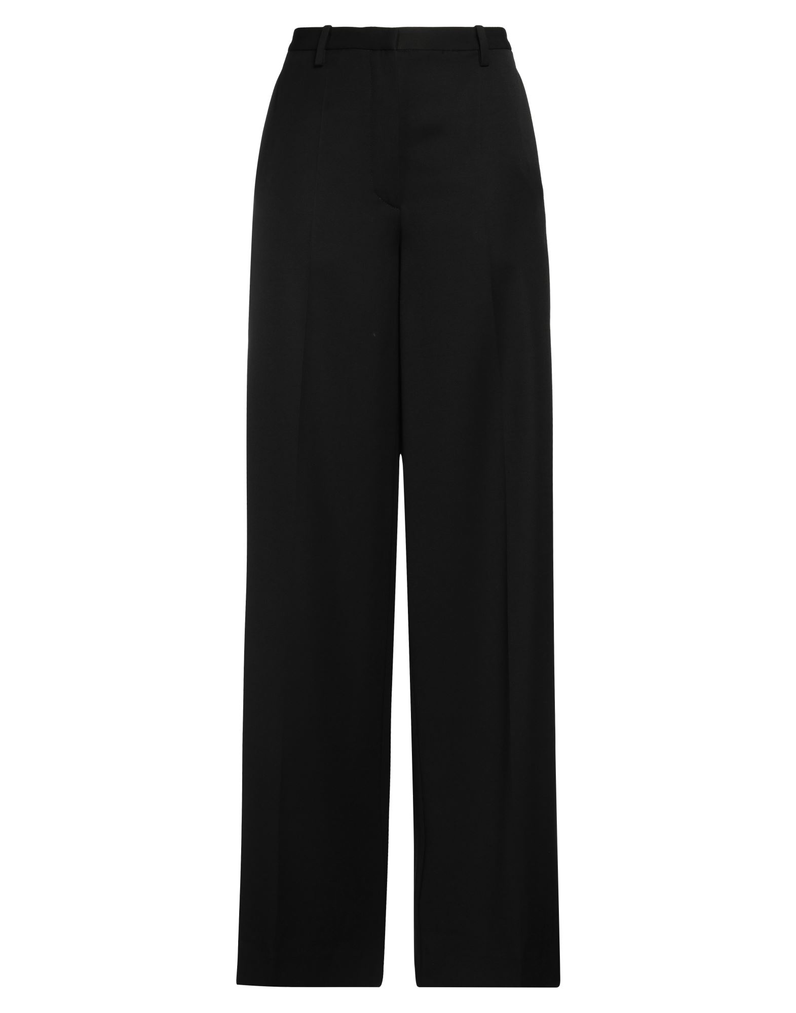 울, 브랜드 로고, 솔리드 컬러, 하이 웨이스트, 플레어 레그 스타일, 컴포트 핏, 후크 여밈, 멀티 포켓, 테일러드. 이미지