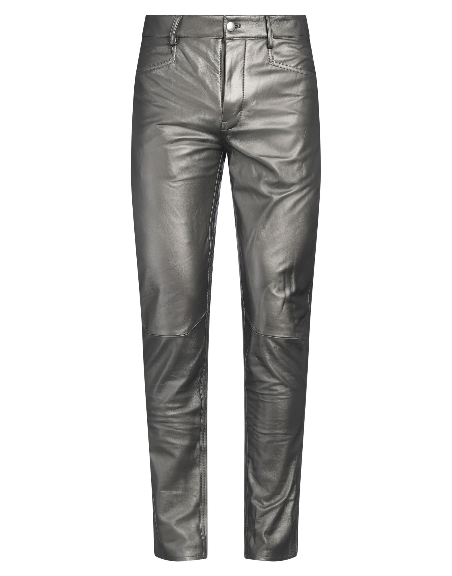 캐주얼 팬츠, 가죽, 장식 부착 없음, 솔리드 컬러, 노멀 웨이스트, 테이퍼드 레그, 스키니, 버튼 여밈, 멀티 포켓, 전문 세탁 또는 드라이클리닝, 표백 금지, 건조기 사용불가, 다림질 금지, 동물성 비섬유 자재 함유, 이 브랜드는 사이즈가 크게 나옵니다. 이미지